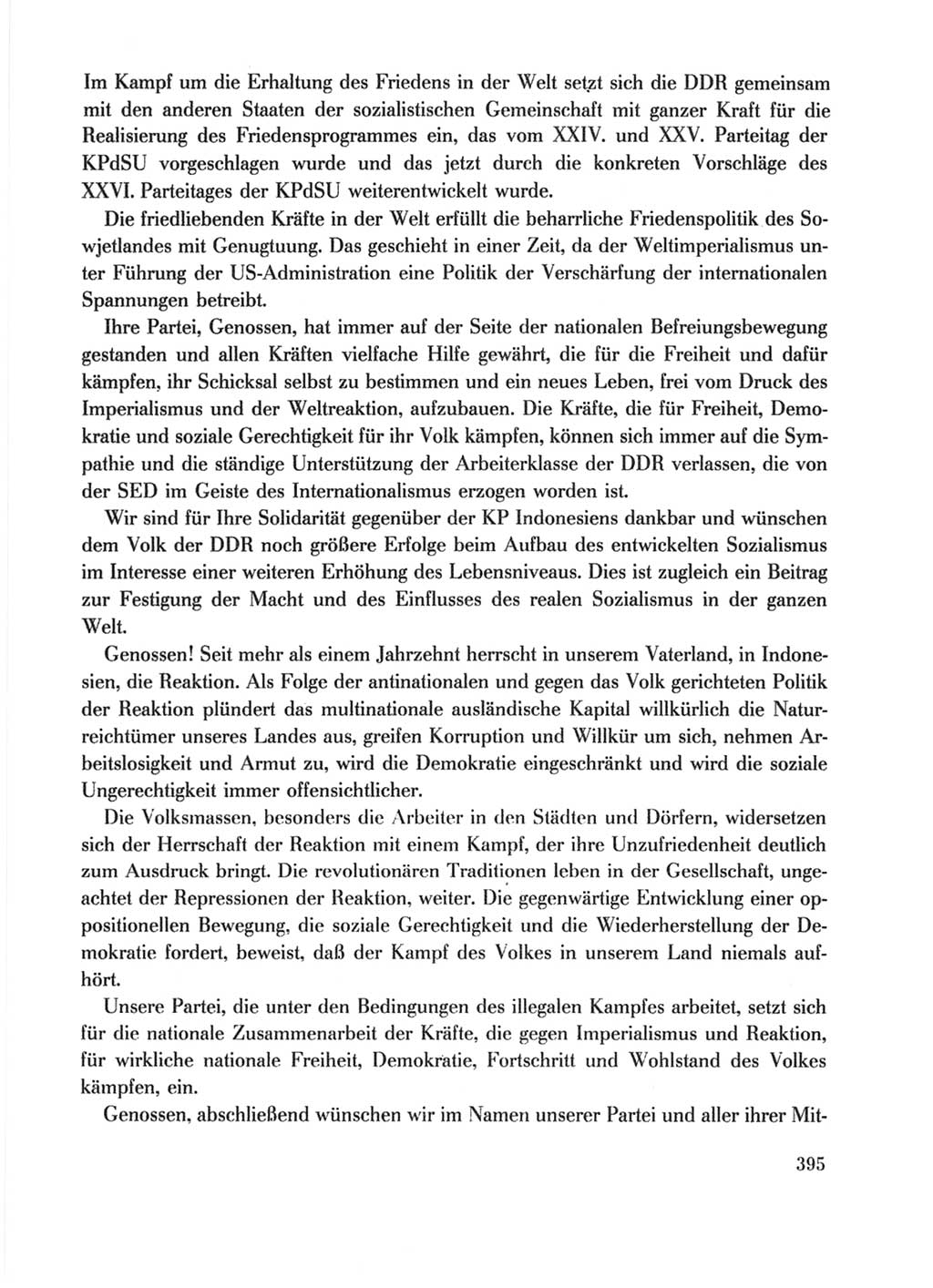 Protokoll der Verhandlungen des Ⅹ. Parteitages der Sozialistischen Einheitspartei Deutschlands (SED) [Deutsche Demokratische Republik (DDR)] 1981, Band 1, Seite 395 (Prot. Verh. Ⅹ. PT SED DDR 1981, Bd. 1, S. 395)