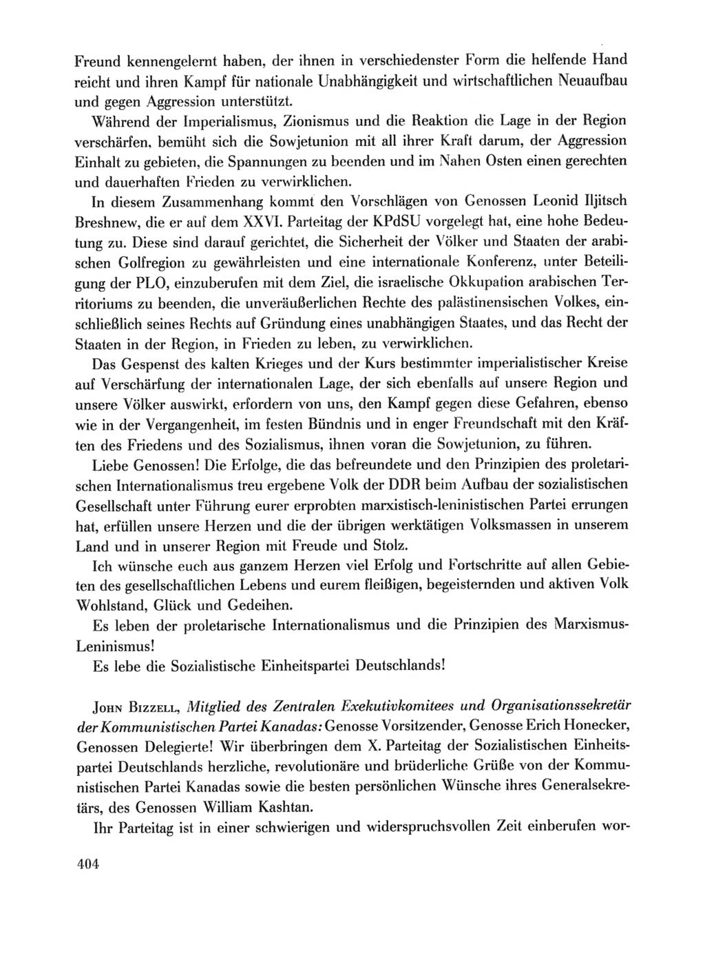 Protokoll der Verhandlungen des Ⅹ. Parteitages der Sozialistischen Einheitspartei Deutschlands (SED) [Deutsche Demokratische Republik (DDR)] 1981, Band 1, Seite 404 (Prot. Verh. Ⅹ. PT SED DDR 1981, Bd. 1, S. 404)