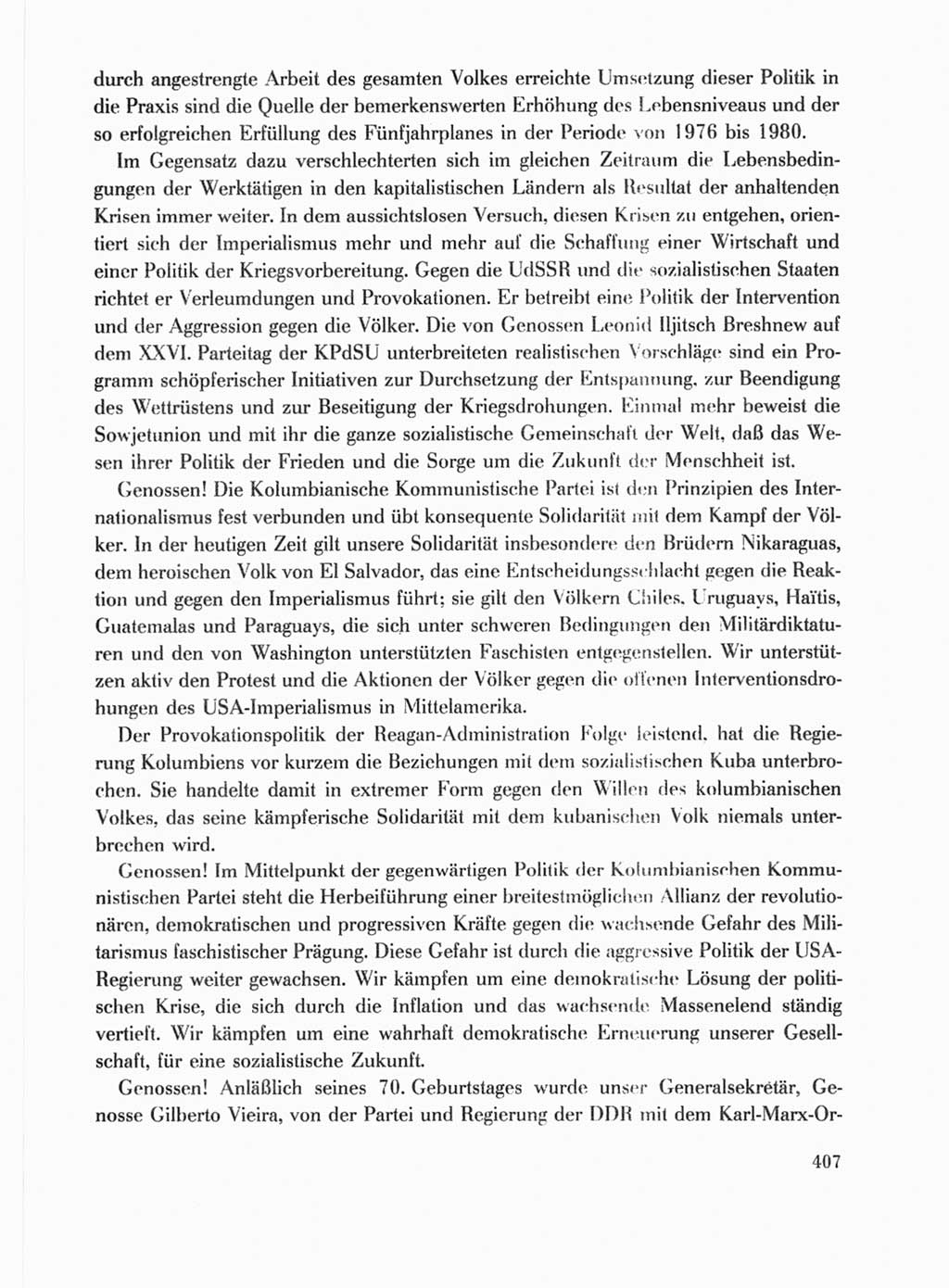 Protokoll der Verhandlungen des Ⅹ. Parteitages der Sozialistischen Einheitspartei Deutschlands (SED) [Deutsche Demokratische Republik (DDR)] 1981, Band 1, Seite 407 (Prot. Verh. Ⅹ. PT SED DDR 1981, Bd. 1, S. 407)