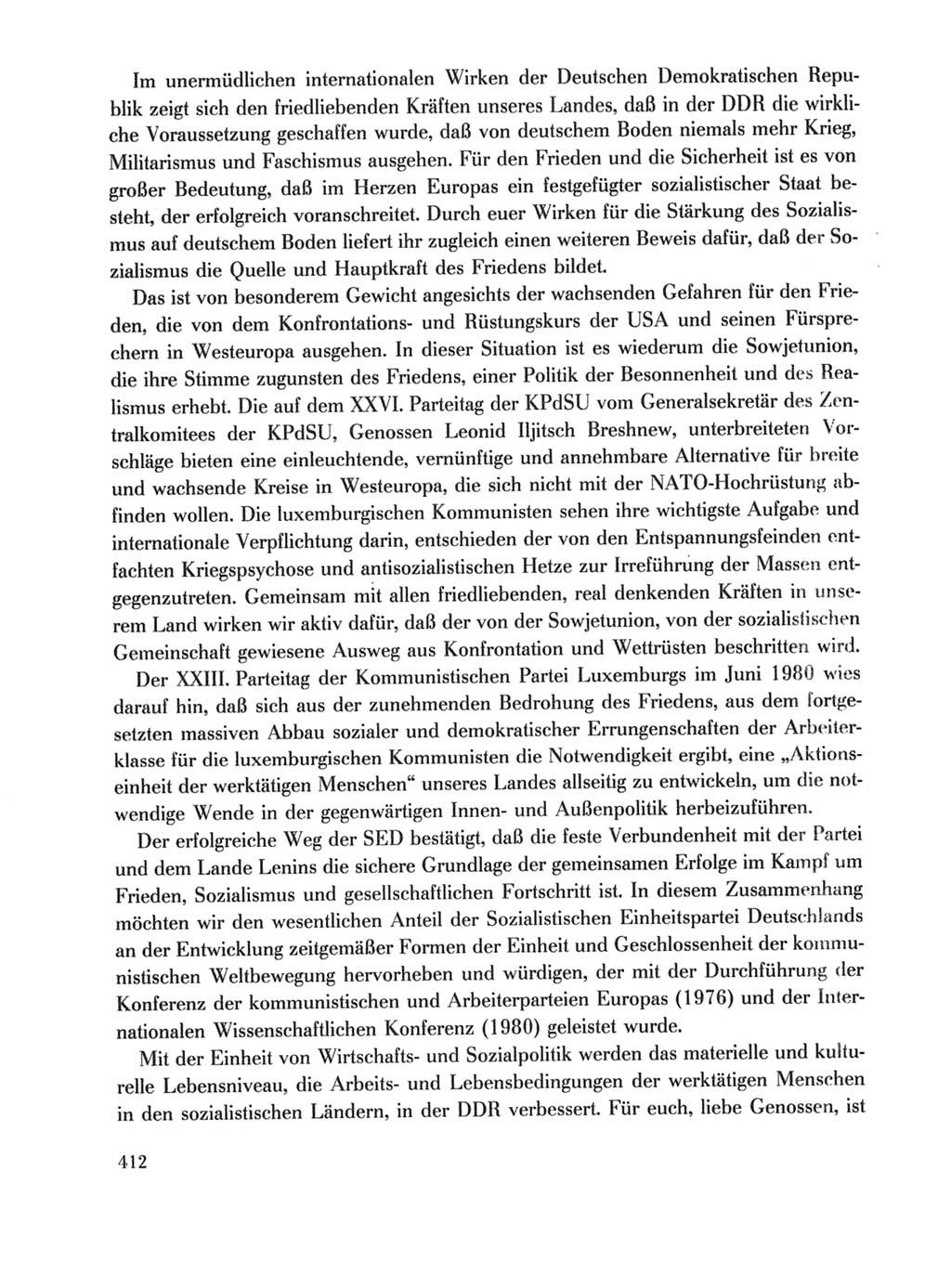 Protokoll der Verhandlungen des Ⅹ. Parteitages der Sozialistischen Einheitspartei Deutschlands (SED) [Deutsche Demokratische Republik (DDR)] 1981, Band 1, Seite 412 (Prot. Verh. Ⅹ. PT SED DDR 1981, Bd. 1, S. 412)
