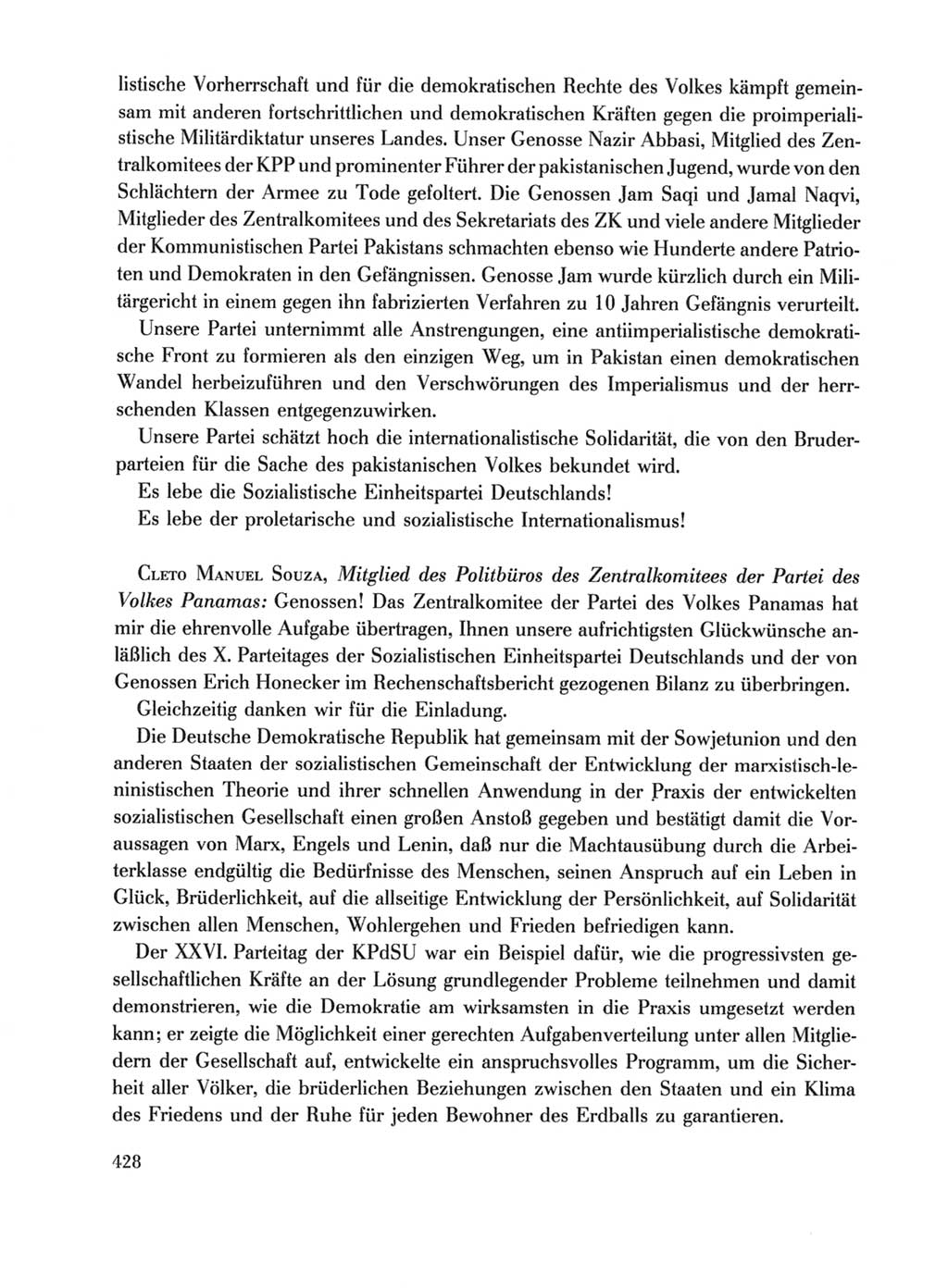 Protokoll der Verhandlungen des Ⅹ. Parteitages der Sozialistischen Einheitspartei Deutschlands (SED) [Deutsche Demokratische Republik (DDR)] 1981, Band 1, Seite 428 (Prot. Verh. Ⅹ. PT SED DDR 1981, Bd. 1, S. 428)