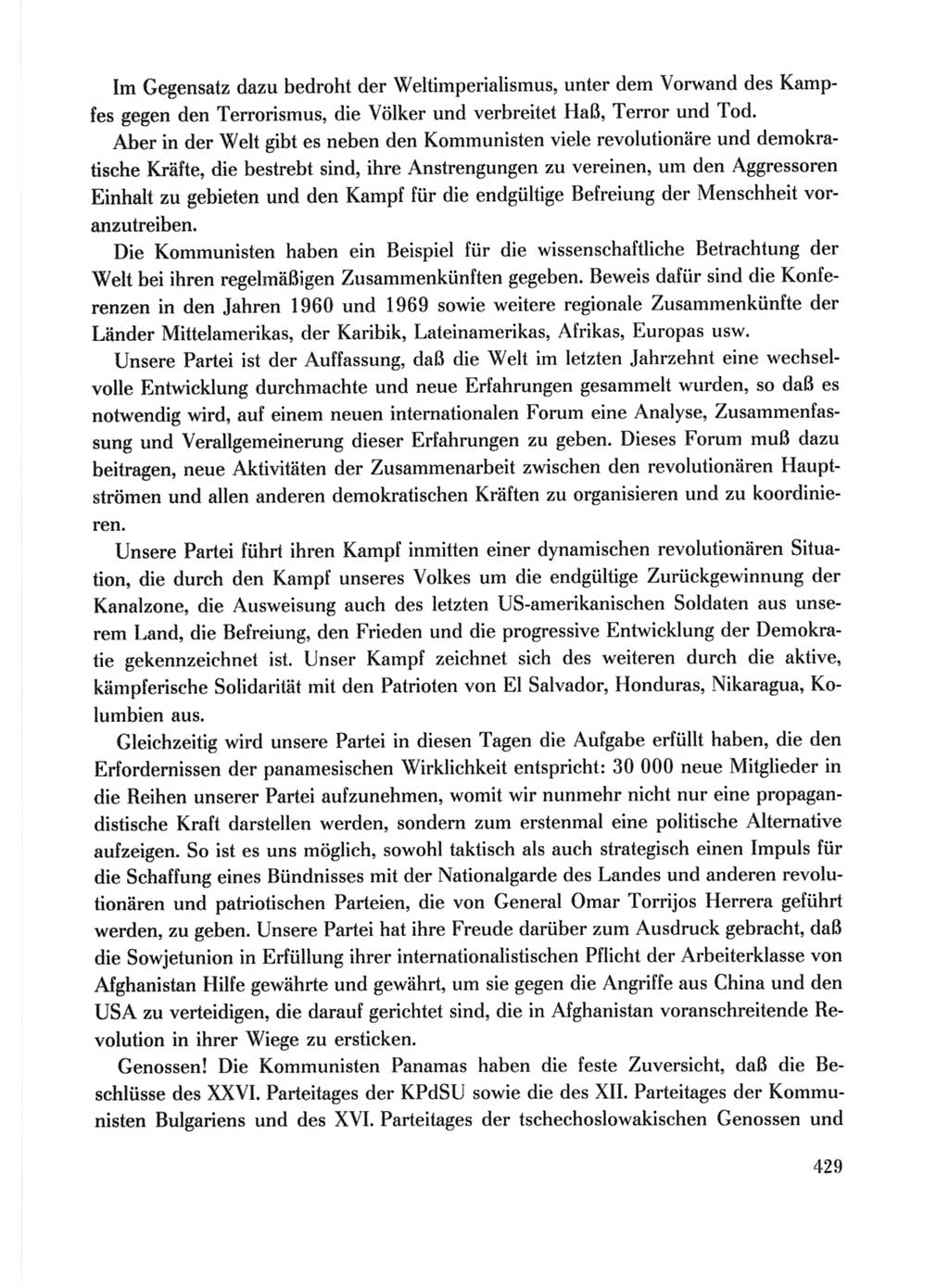 Protokoll der Verhandlungen des Ⅹ. Parteitages der Sozialistischen Einheitspartei Deutschlands (SED) [Deutsche Demokratische Republik (DDR)] 1981, Band 1, Seite 429 (Prot. Verh. Ⅹ. PT SED DDR 1981, Bd. 1, S. 429)