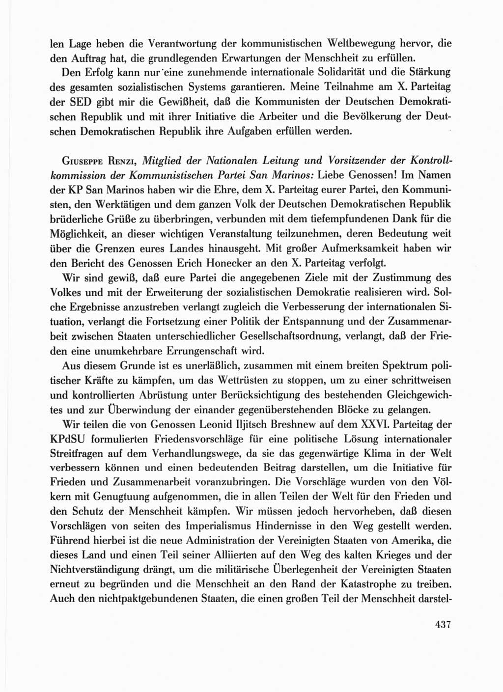 Protokoll der Verhandlungen des Ⅹ. Parteitages der Sozialistischen Einheitspartei Deutschlands (SED) [Deutsche Demokratische Republik (DDR)] 1981, Band 1, Seite 437 (Prot. Verh. Ⅹ. PT SED DDR 1981, Bd. 1, S. 437)