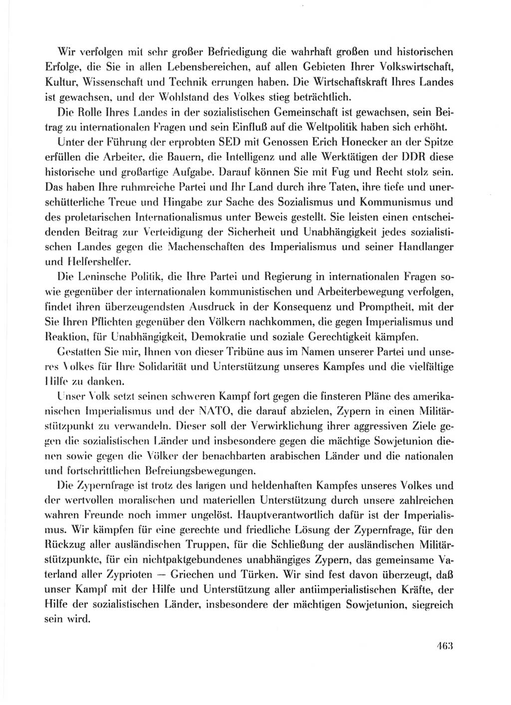 Protokoll der Verhandlungen des Ⅹ. Parteitages der Sozialistischen Einheitspartei Deutschlands (SED) [Deutsche Demokratische Republik (DDR)] 1981, Band 1, Seite 463 (Prot. Verh. Ⅹ. PT SED DDR 1981, Bd. 1, S. 463)