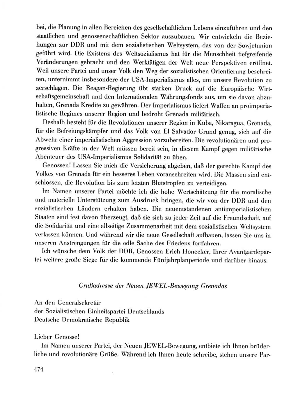 Protokoll der Verhandlungen des Ⅹ. Parteitages der Sozialistischen Einheitspartei Deutschlands (SED) [Deutsche Demokratische Republik (DDR)] 1981, Band 1, Seite 474 (Prot. Verh. Ⅹ. PT SED DDR 1981, Bd. 1, S. 474)