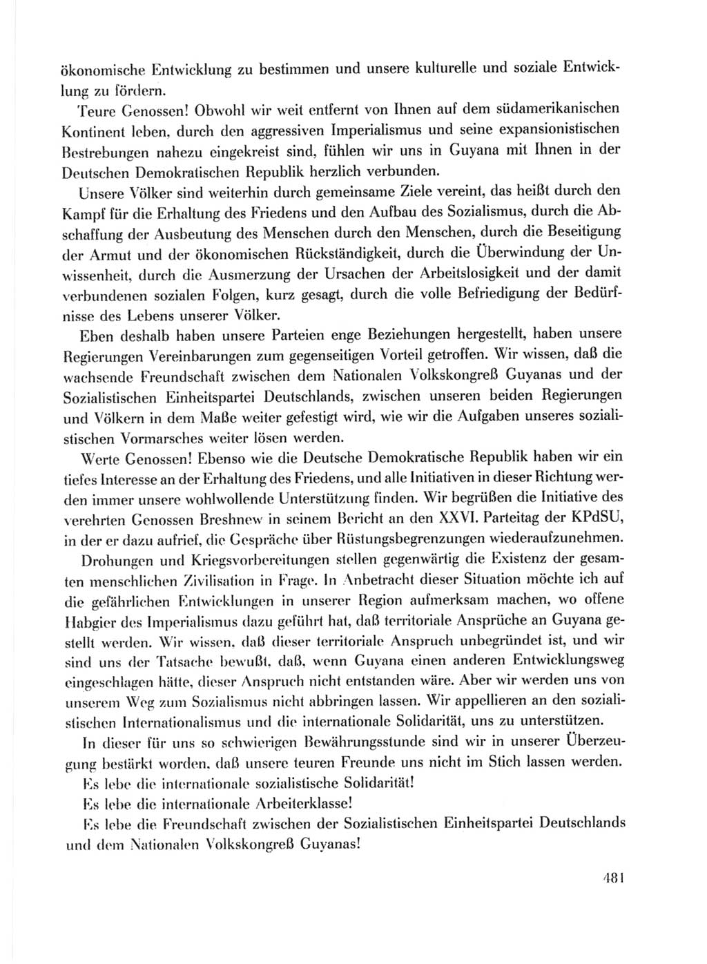 Protokoll der Verhandlungen des Ⅹ. Parteitages der Sozialistischen Einheitspartei Deutschlands (SED) [Deutsche Demokratische Republik (DDR)] 1981, Band 1, Seite 481 (Prot. Verh. Ⅹ. PT SED DDR 1981, Bd. 1, S. 481)