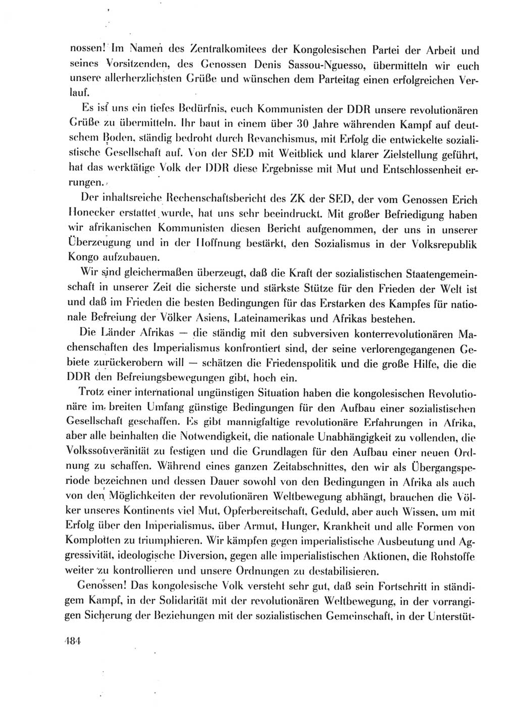 Protokoll der Verhandlungen des Ⅹ. Parteitages der Sozialistischen Einheitspartei Deutschlands (SED) [Deutsche Demokratische Republik (DDR)] 1981, Band 1, Seite 484 (Prot. Verh. Ⅹ. PT SED DDR 1981, Bd. 1, S. 484)