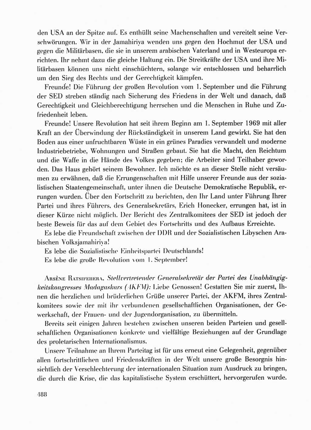 Protokoll der Verhandlungen des Ⅹ. Parteitages der Sozialistischen Einheitspartei Deutschlands (SED) [Deutsche Demokratische Republik (DDR)] 1981, Band 1, Seite 488 (Prot. Verh. Ⅹ. PT SED DDR 1981, Bd. 1, S. 488)