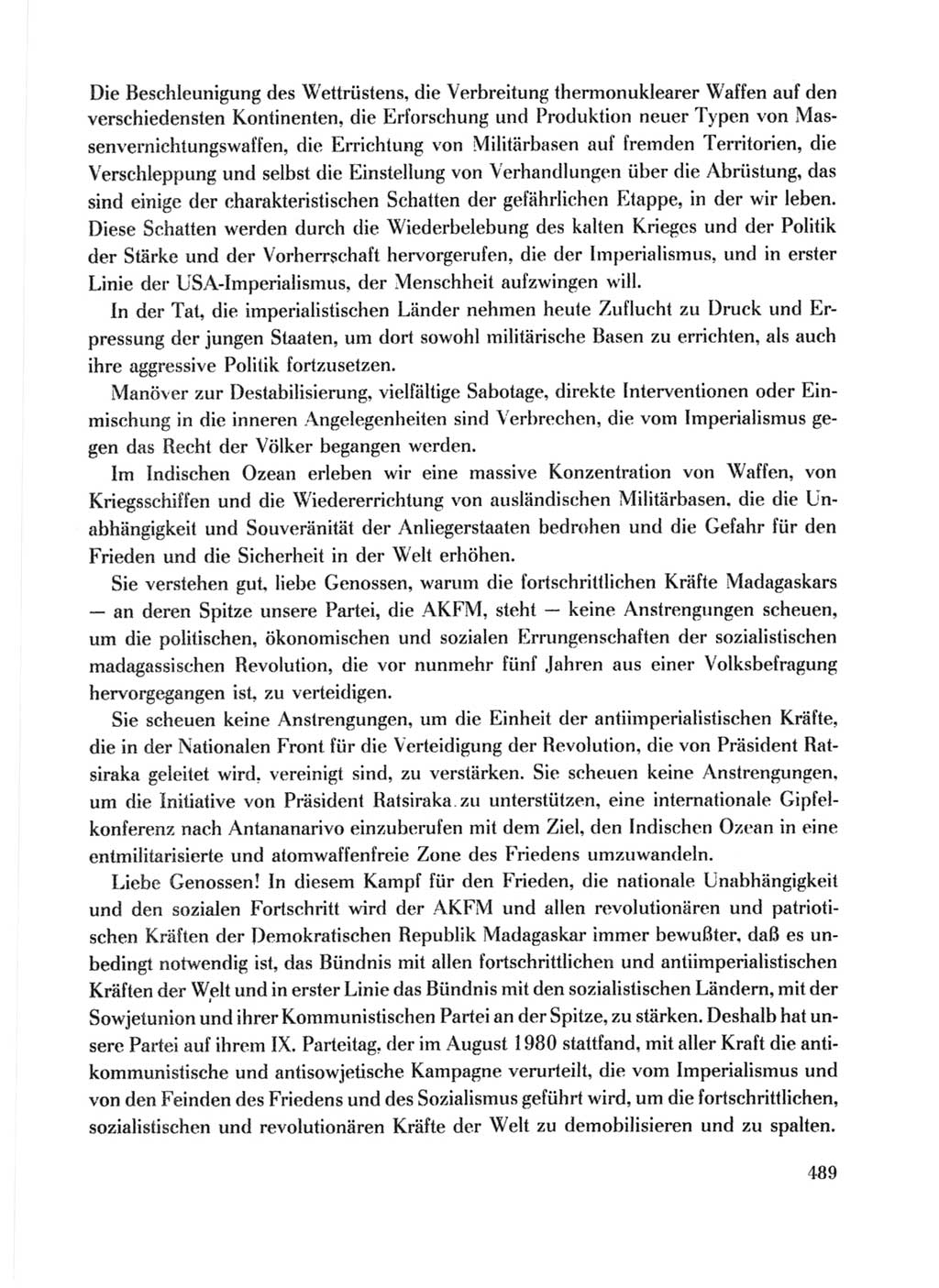 Protokoll der Verhandlungen des Ⅹ. Parteitages der Sozialistischen Einheitspartei Deutschlands (SED) [Deutsche Demokratische Republik (DDR)] 1981, Band 1, Seite 489 (Prot. Verh. Ⅹ. PT SED DDR 1981, Bd. 1, S. 489)