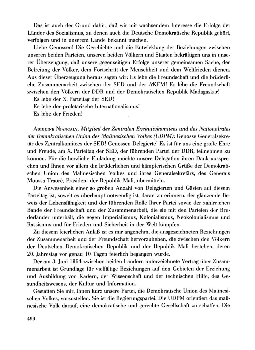 Protokoll der Verhandlungen des Ⅹ. Parteitages der Sozialistischen Einheitspartei Deutschlands (SED) [Deutsche Demokratische Republik (DDR)] 1981, Band 1, Seite 490 (Prot. Verh. Ⅹ. PT SED DDR 1981, Bd. 1, S. 490)