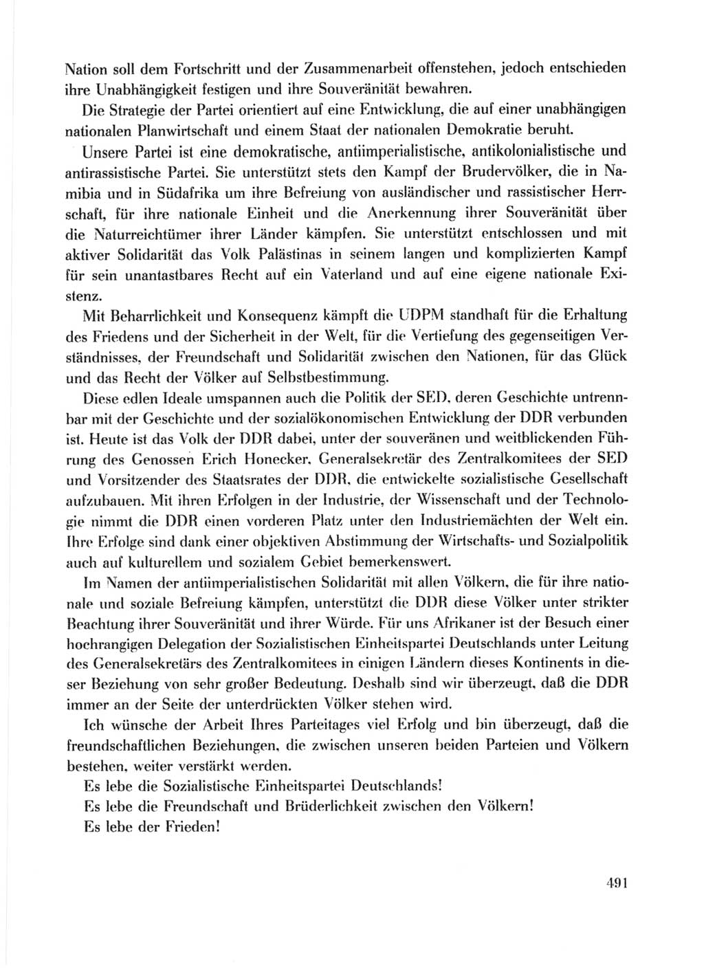 Protokoll der Verhandlungen des Ⅹ. Parteitages der Sozialistischen Einheitspartei Deutschlands (SED) [Deutsche Demokratische Republik (DDR)] 1981, Band 1, Seite 491 (Prot. Verh. Ⅹ. PT SED DDR 1981, Bd. 1, S. 491)