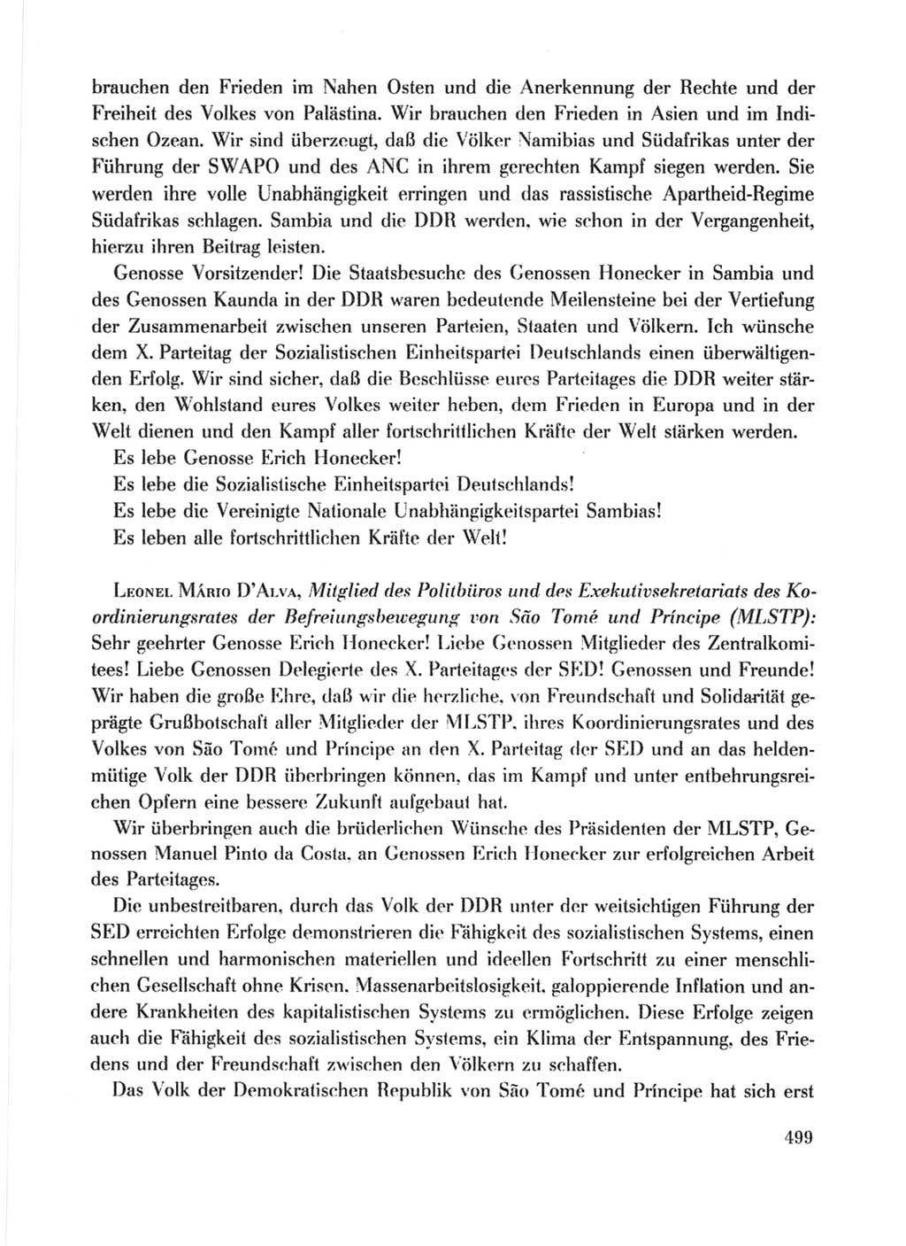 Protokoll der Verhandlungen des Ⅹ. Parteitages der Sozialistischen Einheitspartei Deutschlands (SED) [Deutsche Demokratische Republik (DDR)] 1981, Band 1, Seite 499 (Prot. Verh. Ⅹ. PT SED DDR 1981, Bd. 1, S. 499)