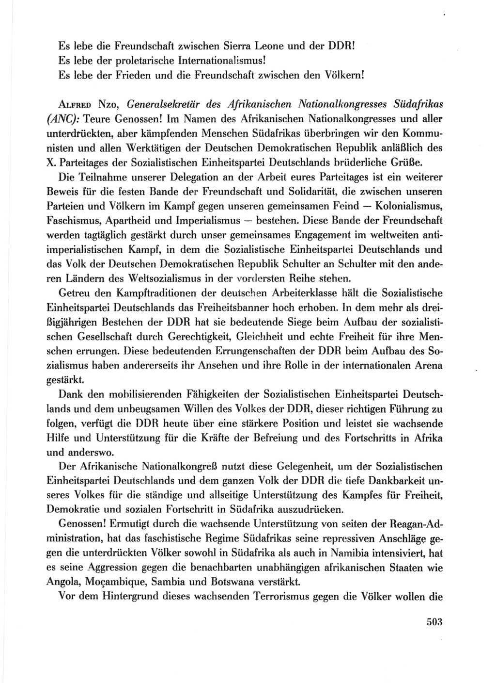 Protokoll der Verhandlungen des Ⅹ. Parteitages der Sozialistischen Einheitspartei Deutschlands (SED) [Deutsche Demokratische Republik (DDR)] 1981, Band 1, Seite 503 (Prot. Verh. Ⅹ. PT SED DDR 1981, Bd. 1, S. 503)