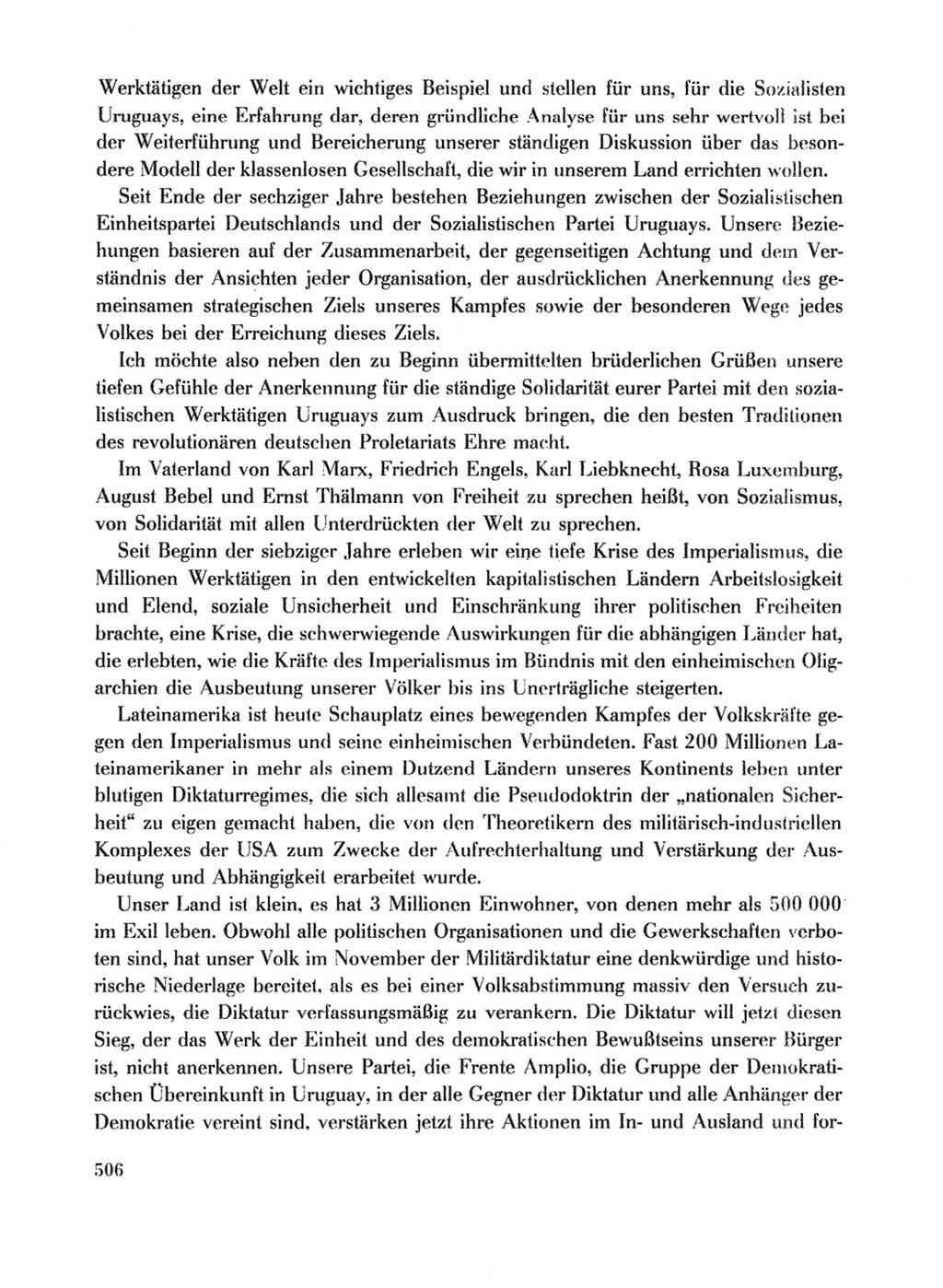 Protokoll der Verhandlungen des Ⅹ. Parteitages der Sozialistischen Einheitspartei Deutschlands (SED) [Deutsche Demokratische Republik (DDR)] 1981, Band 1, Seite 506 (Prot. Verh. Ⅹ. PT SED DDR 1981, Bd. 1, S. 506)