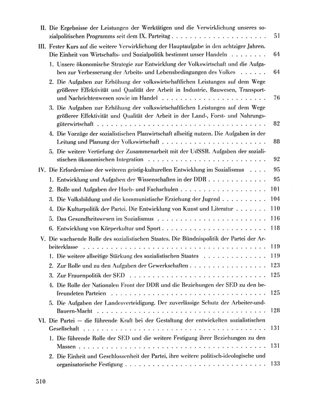 Protokoll der Verhandlungen des Ⅹ. Parteitages der Sozialistischen Einheitspartei Deutschlands (SED) [Deutsche Demokratische Republik (DDR)] 1981, Band 1, Seite 510 (Prot. Verh. Ⅹ. PT SED DDR 1981, Bd. 1, S. 510)