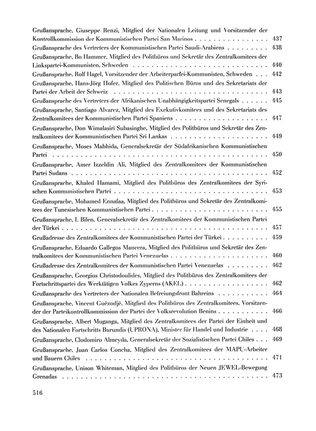 Protokoll der Verhandlungen des Ⅹ. Parteitages der Sozialistischen Einheitspartei Deutschlands (SED) [Deutsche Demokratische Republik (DDR)] 1981, Band 1, Seite 516 (Prot. Verh. Ⅹ. PT SED DDR 1981, Bd. 1, S. 516)