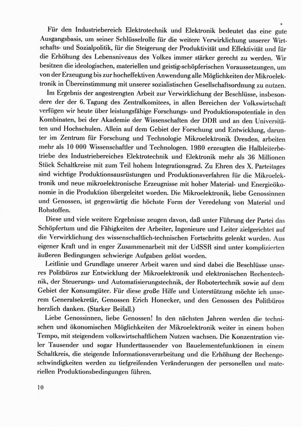 Protokoll der Verhandlungen des Ⅹ. Parteitages der Sozialistischen Einheitspartei Deutschlands (SED) [Deutsche Demokratische Republik (DDR)] 1981, Band 2, Seite 10 (Prot. Verh. Ⅹ. PT SED DDR 1981, Bd. 2, S. 10)
