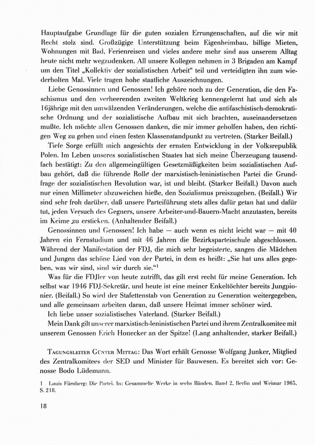 Protokoll der Verhandlungen des Ⅹ. Parteitages der Sozialistischen Einheitspartei Deutschlands (SED) [Deutsche Demokratische Republik (DDR)] 1981, Band 2, Seite 18 (Prot. Verh. Ⅹ. PT SED DDR 1981, Bd. 2, S. 18)