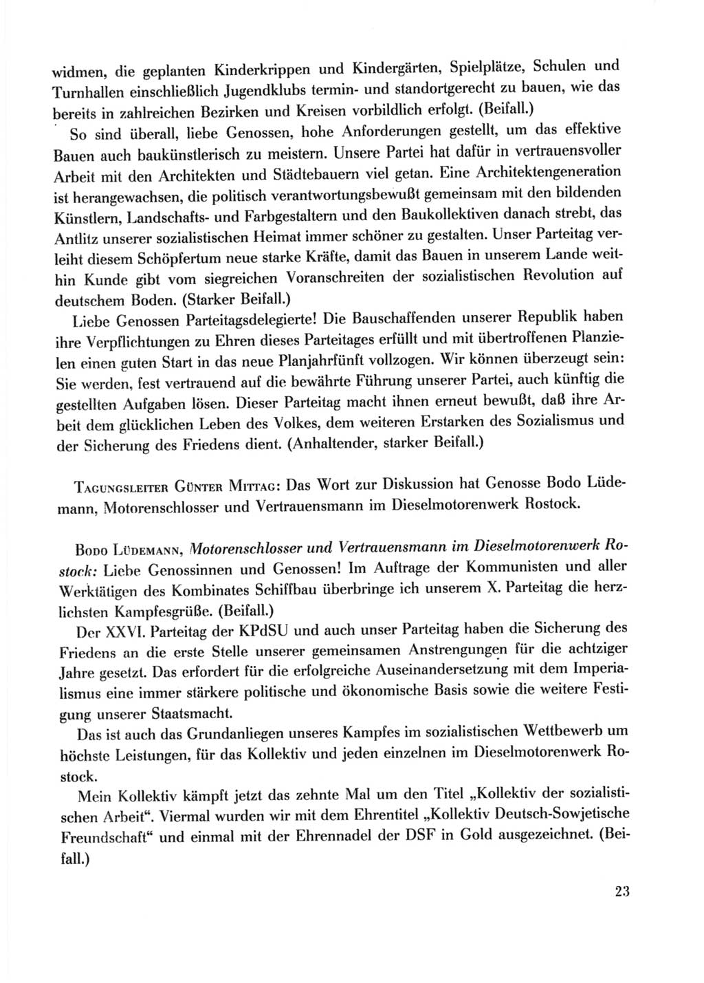 Protokoll der Verhandlungen des Ⅹ. Parteitages der Sozialistischen Einheitspartei Deutschlands (SED) [Deutsche Demokratische Republik (DDR)] 1981, Band 2, Seite 23 (Prot. Verh. Ⅹ. PT SED DDR 1981, Bd. 2, S. 23)