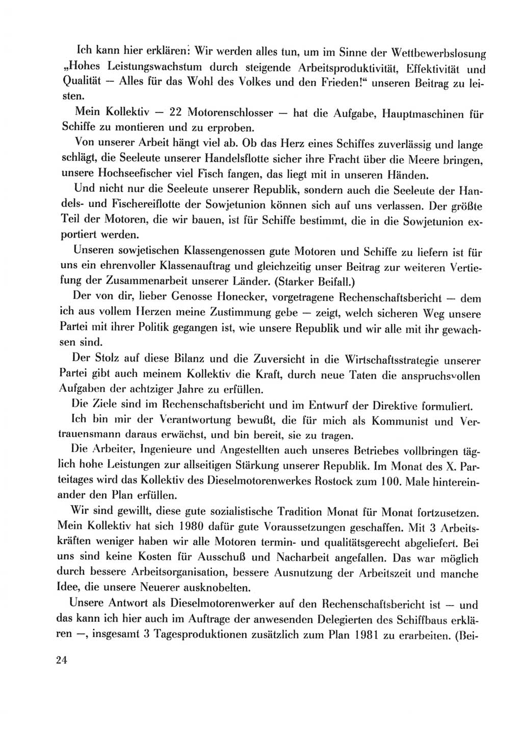 Protokoll der Verhandlungen des Ⅹ. Parteitages der Sozialistischen Einheitspartei Deutschlands (SED) [Deutsche Demokratische Republik (DDR)] 1981, Band 2, Seite 24 (Prot. Verh. Ⅹ. PT SED DDR 1981, Bd. 2, S. 24)