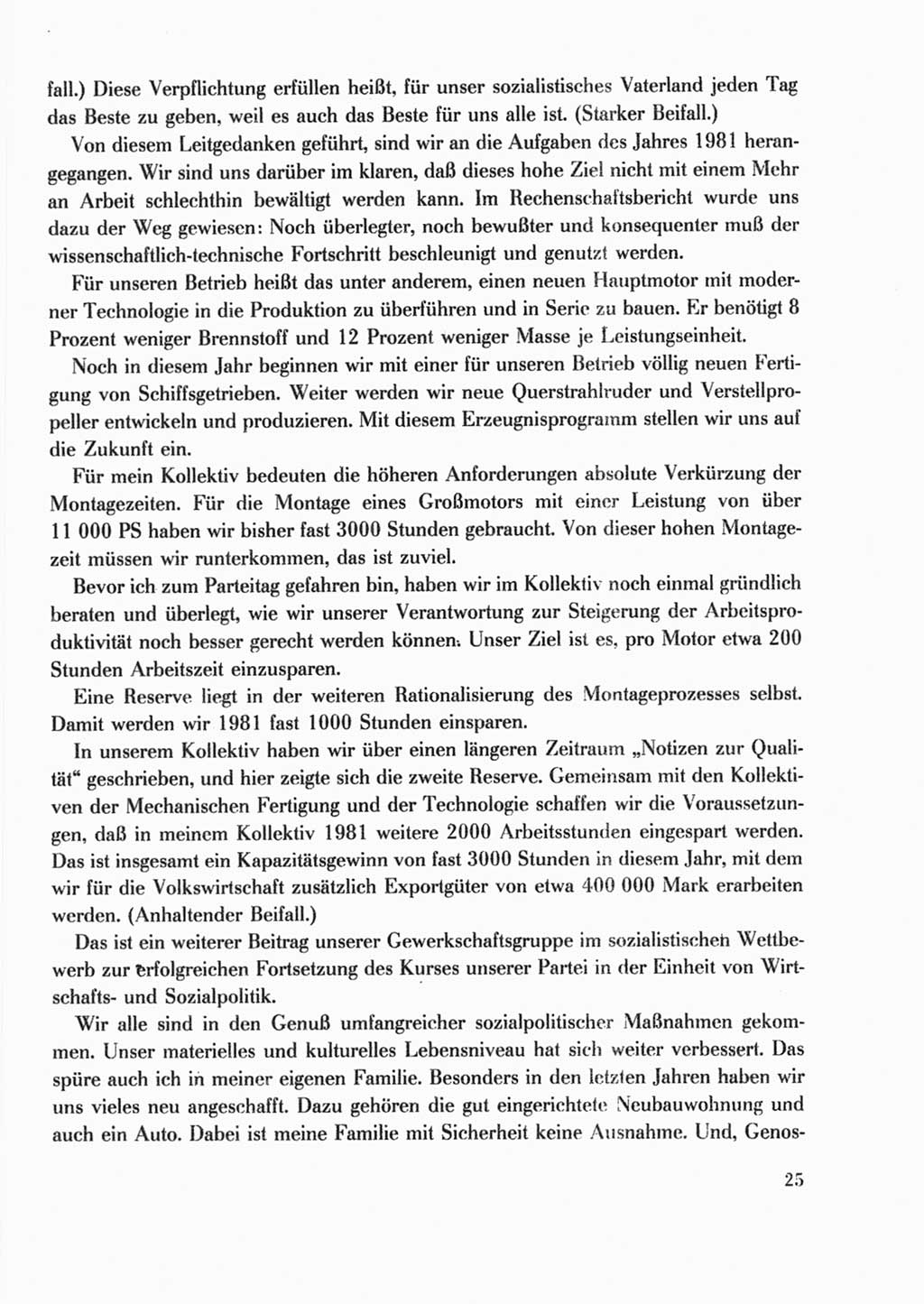Protokoll der Verhandlungen des Ⅹ. Parteitages der Sozialistischen Einheitspartei Deutschlands (SED) [Deutsche Demokratische Republik (DDR)] 1981, Band 2, Seite 25 (Prot. Verh. Ⅹ. PT SED DDR 1981, Bd. 2, S. 25)