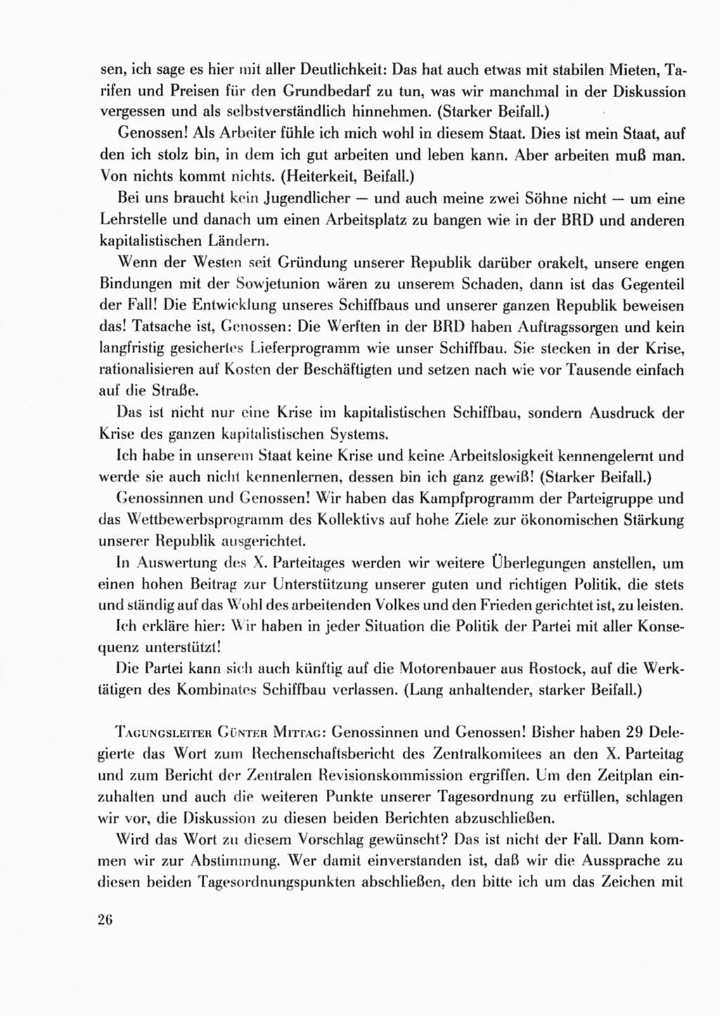 Protokoll der Verhandlungen des Ⅹ. Parteitages der Sozialistischen Einheitspartei Deutschlands (SED) [Deutsche Demokratische Republik (DDR)] 1981, Band 2, Seite 26 (Prot. Verh. Ⅹ. PT SED DDR 1981, Bd. 2, S. 26)