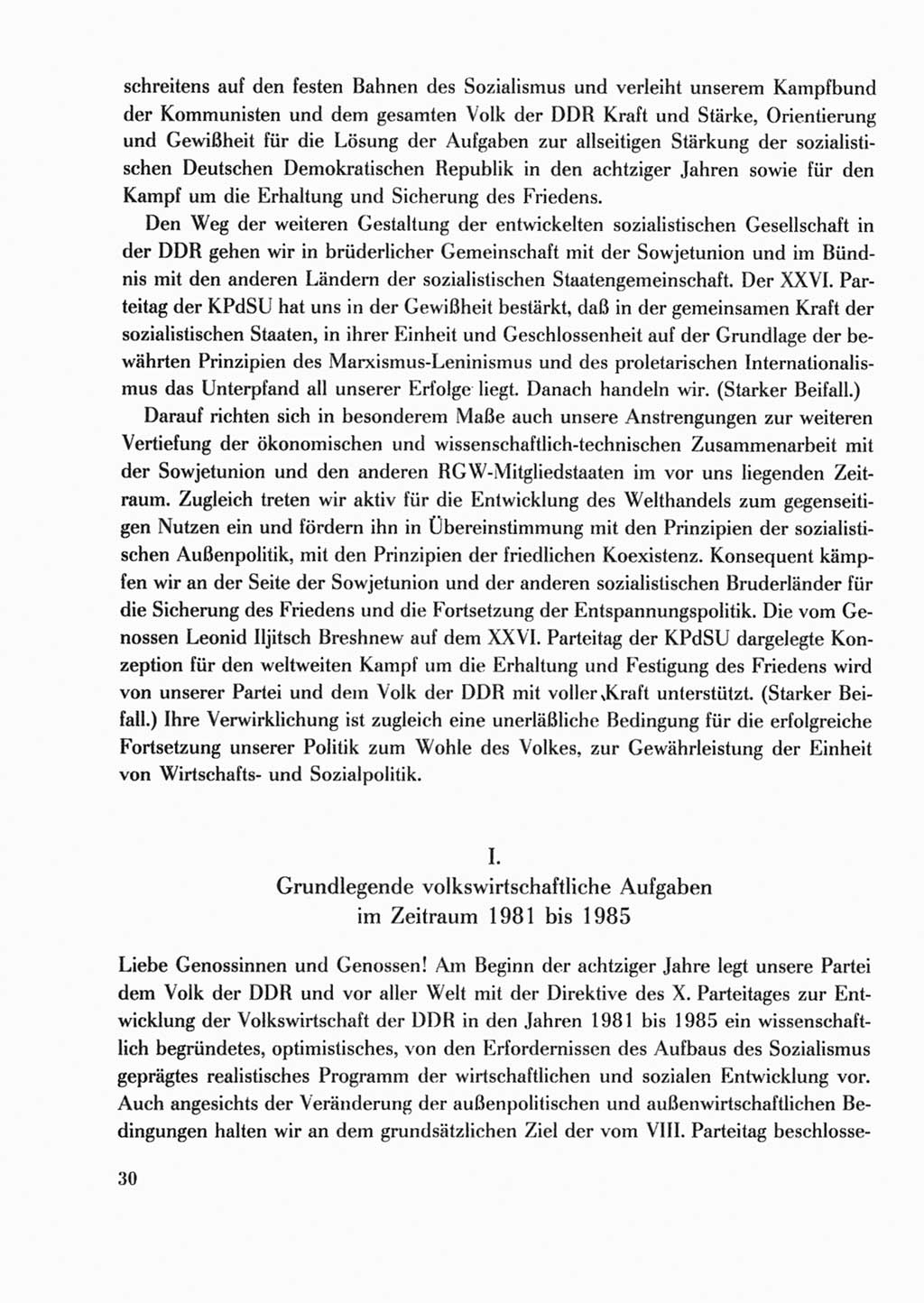 Protokoll der Verhandlungen des Ⅹ. Parteitages der Sozialistischen Einheitspartei Deutschlands (SED) [Deutsche Demokratische Republik (DDR)] 1981, Band 2, Seite 30 (Prot. Verh. Ⅹ. PT SED DDR 1981, Bd. 2, S. 30)