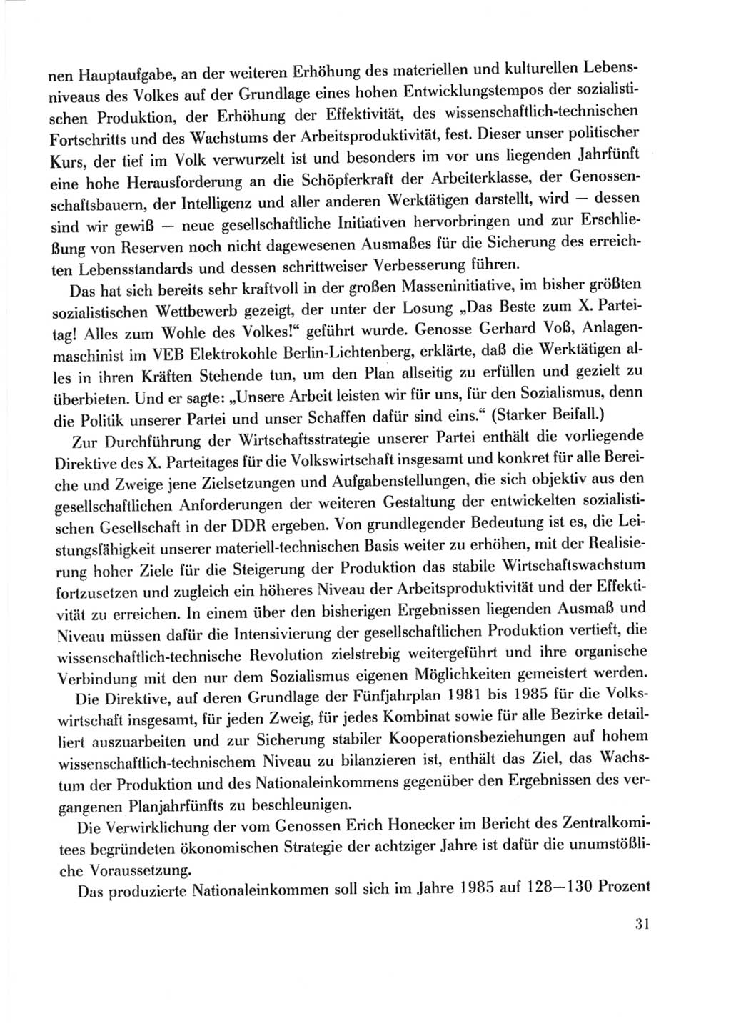 Protokoll der Verhandlungen des Ⅹ. Parteitages der Sozialistischen Einheitspartei Deutschlands (SED) [Deutsche Demokratische Republik (DDR)] 1981, Band 2, Seite 31 (Prot. Verh. Ⅹ. PT SED DDR 1981, Bd. 2, S. 31)