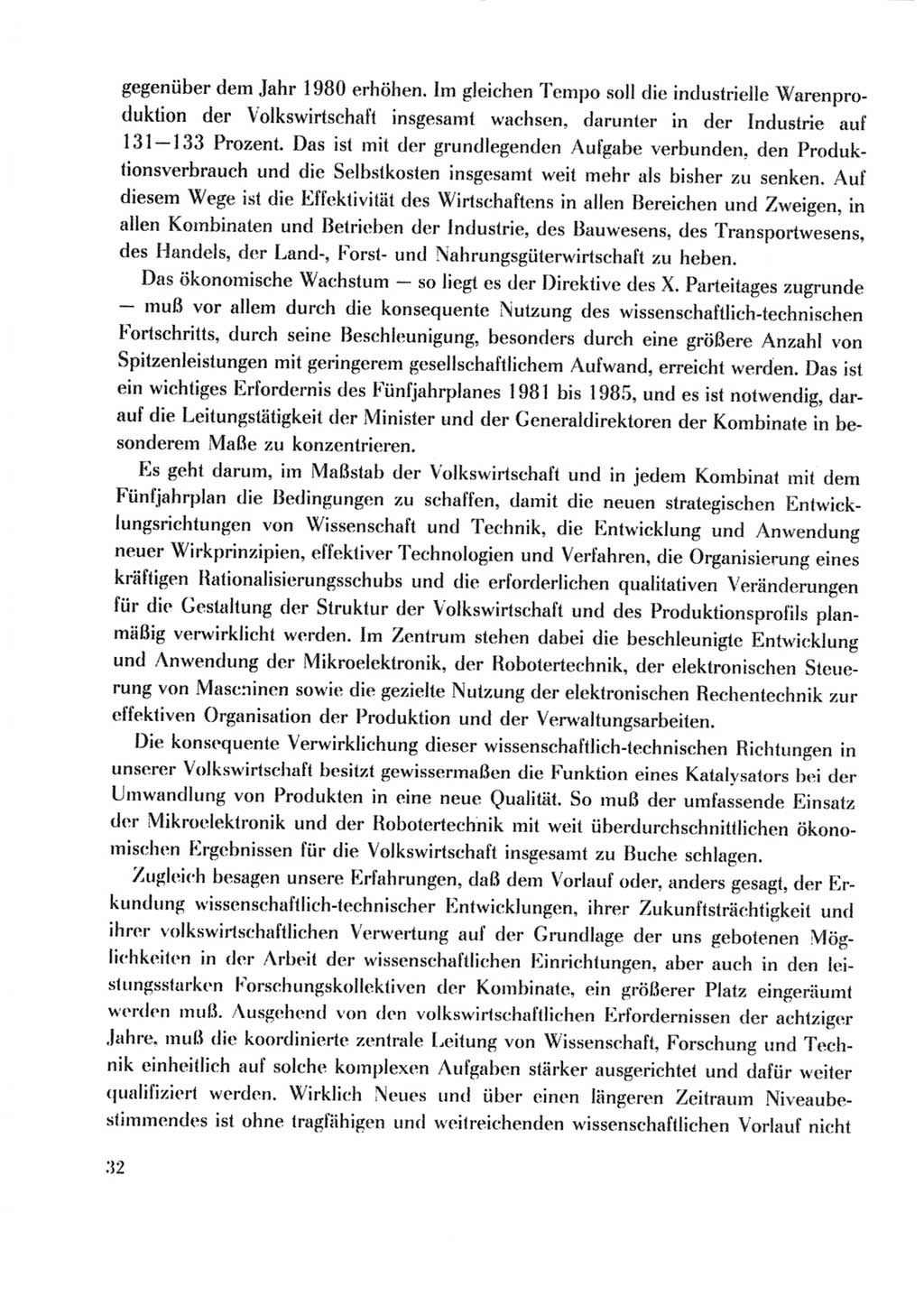 Protokoll der Verhandlungen des Ⅹ. Parteitages der Sozialistischen Einheitspartei Deutschlands (SED) [Deutsche Demokratische Republik (DDR)] 1981, Band 2, Seite 32 (Prot. Verh. Ⅹ. PT SED DDR 1981, Bd. 2, S. 32)