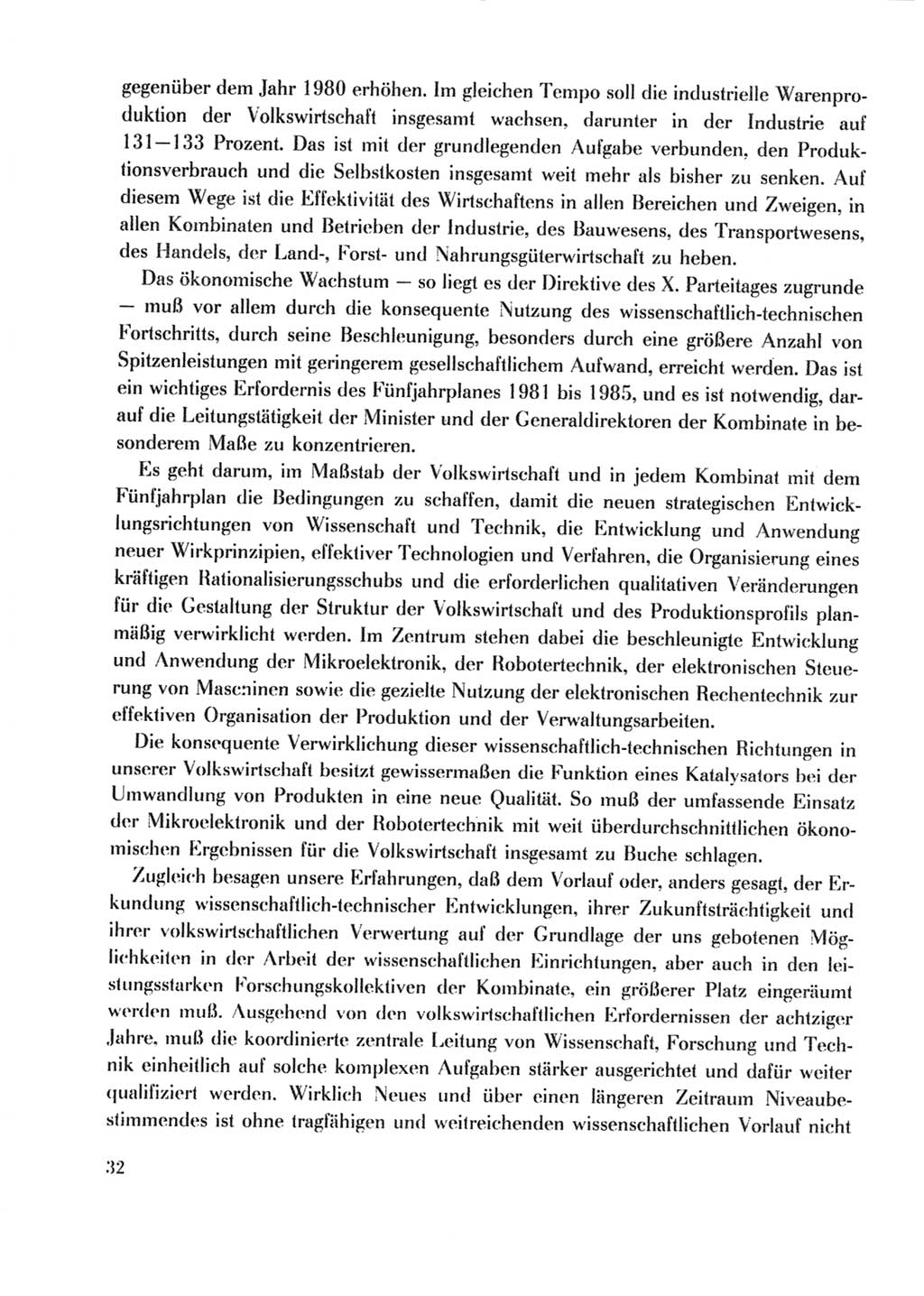 Protokoll der Verhandlungen des Ⅹ. Parteitages der Sozialistischen Einheitspartei Deutschlands (SED) [Deutsche Demokratische Republik (DDR)] 1981, Band 2, Seite 32 (Prot. Verh. Ⅹ. PT SED DDR 1981, Bd. 2, S. 32)