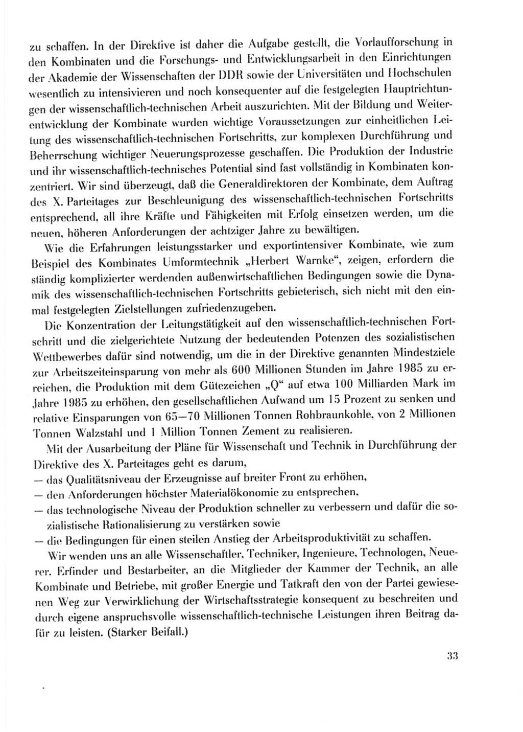 Protokoll der Verhandlungen des Ⅹ. Parteitages der Sozialistischen Einheitspartei Deutschlands (SED) [Deutsche Demokratische Republik (DDR)] 1981, Band 2, Seite 33 (Prot. Verh. Ⅹ. PT SED DDR 1981, Bd. 2, S. 33)
