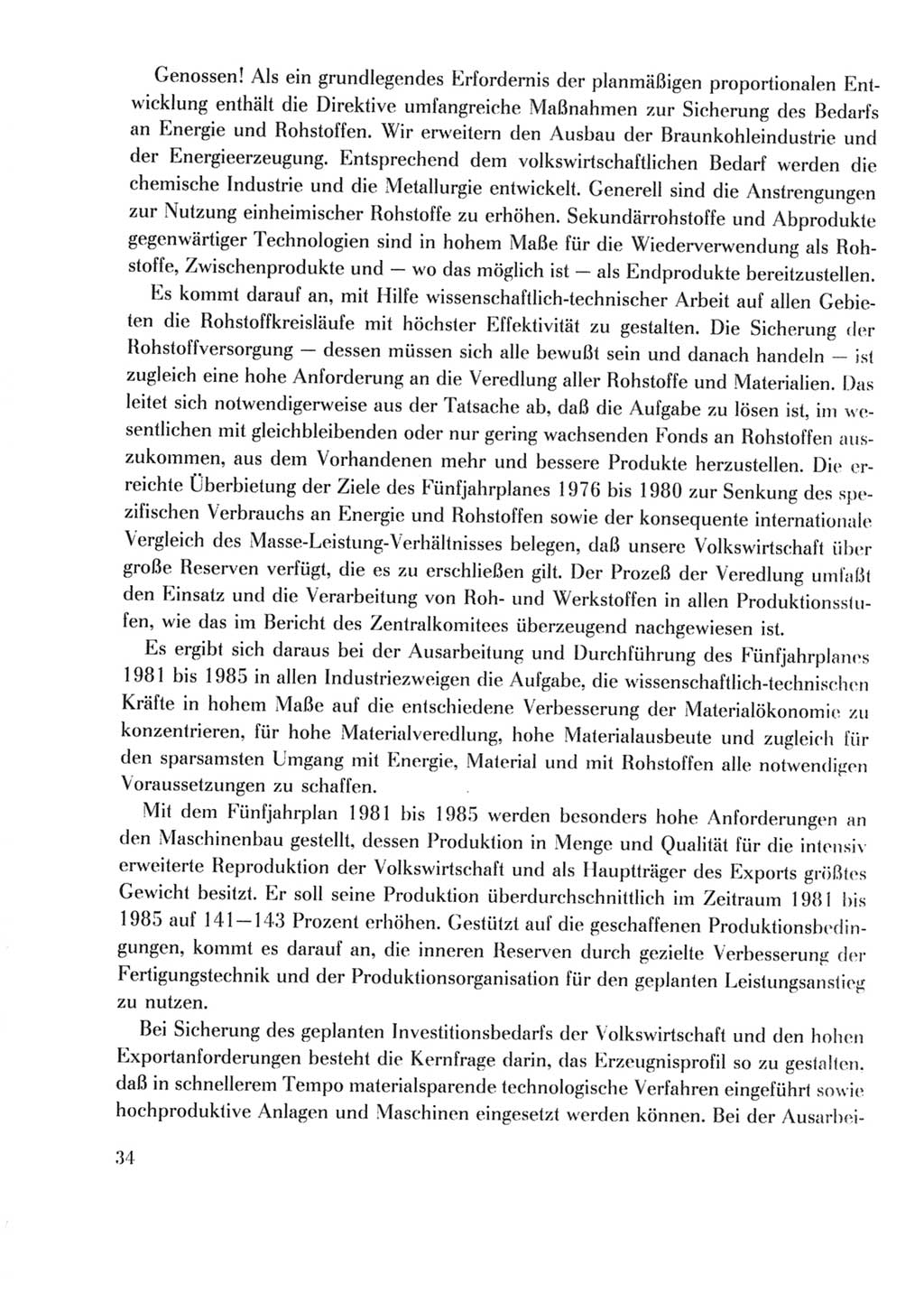 Protokoll der Verhandlungen des Ⅹ. Parteitages der Sozialistischen Einheitspartei Deutschlands (SED) [Deutsche Demokratische Republik (DDR)] 1981, Band 2, Seite 34 (Prot. Verh. Ⅹ. PT SED DDR 1981, Bd. 2, S. 34)