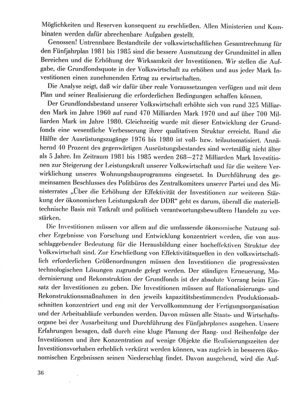 Protokoll der Verhandlungen des Ⅹ. Parteitages der Sozialistischen Einheitspartei Deutschlands (SED) [Deutsche Demokratische Republik (DDR)] 1981, Band 2, Seite 36 (Prot. Verh. Ⅹ. PT SED DDR 1981, Bd. 2, S. 36)