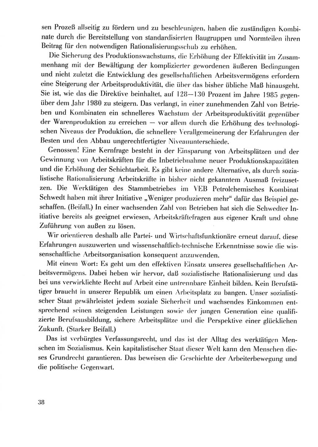 Protokoll der Verhandlungen des Ⅹ. Parteitages der Sozialistischen Einheitspartei Deutschlands (SED) [Deutsche Demokratische Republik (DDR)] 1981, Band 2, Seite 38 (Prot. Verh. Ⅹ. PT SED DDR 1981, Bd. 2, S. 38)