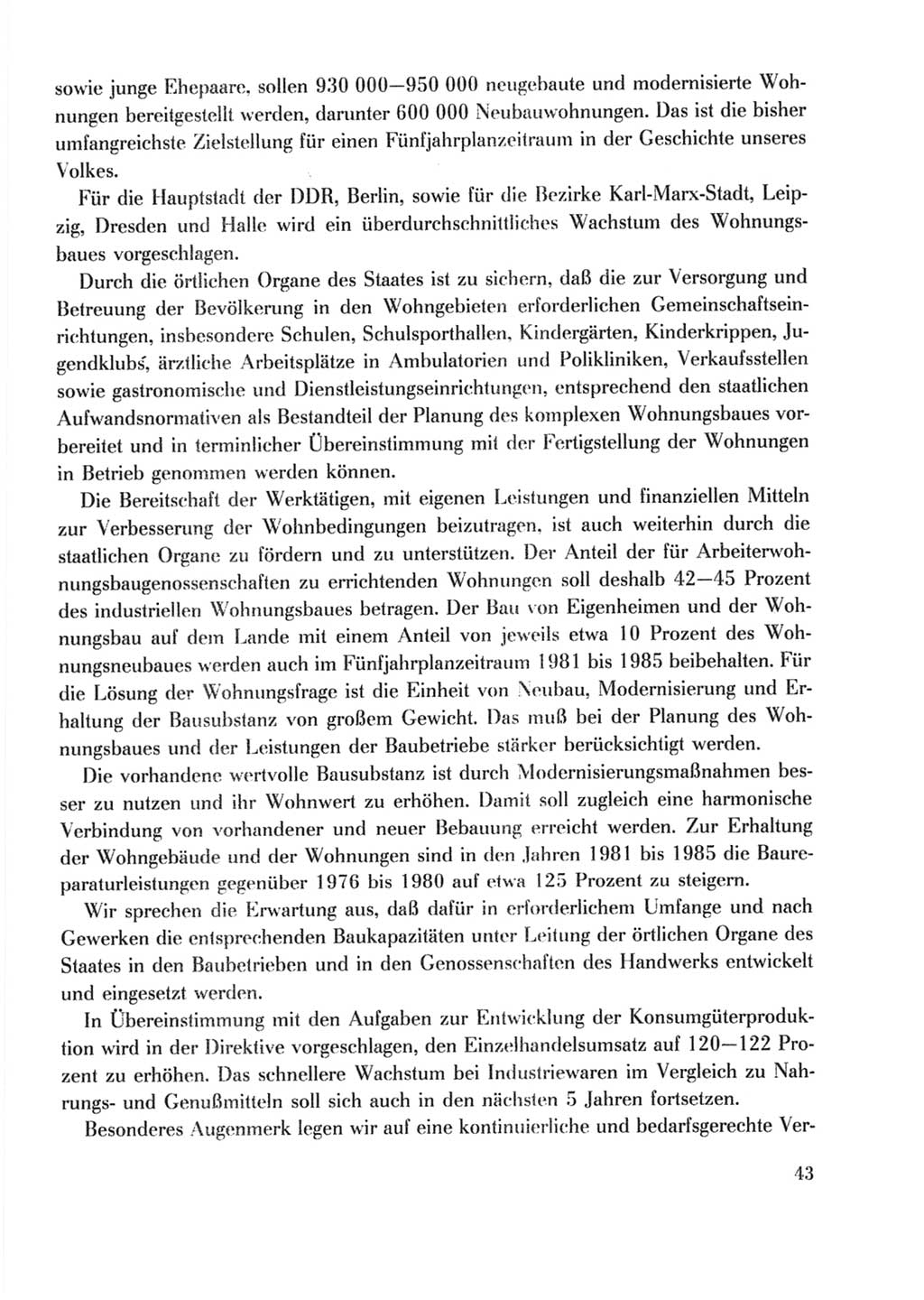 Protokoll der Verhandlungen des Ⅹ. Parteitages der Sozialistischen Einheitspartei Deutschlands (SED) [Deutsche Demokratische Republik (DDR)] 1981, Band 2, Seite 43 (Prot. Verh. Ⅹ. PT SED DDR 1981, Bd. 2, S. 43)