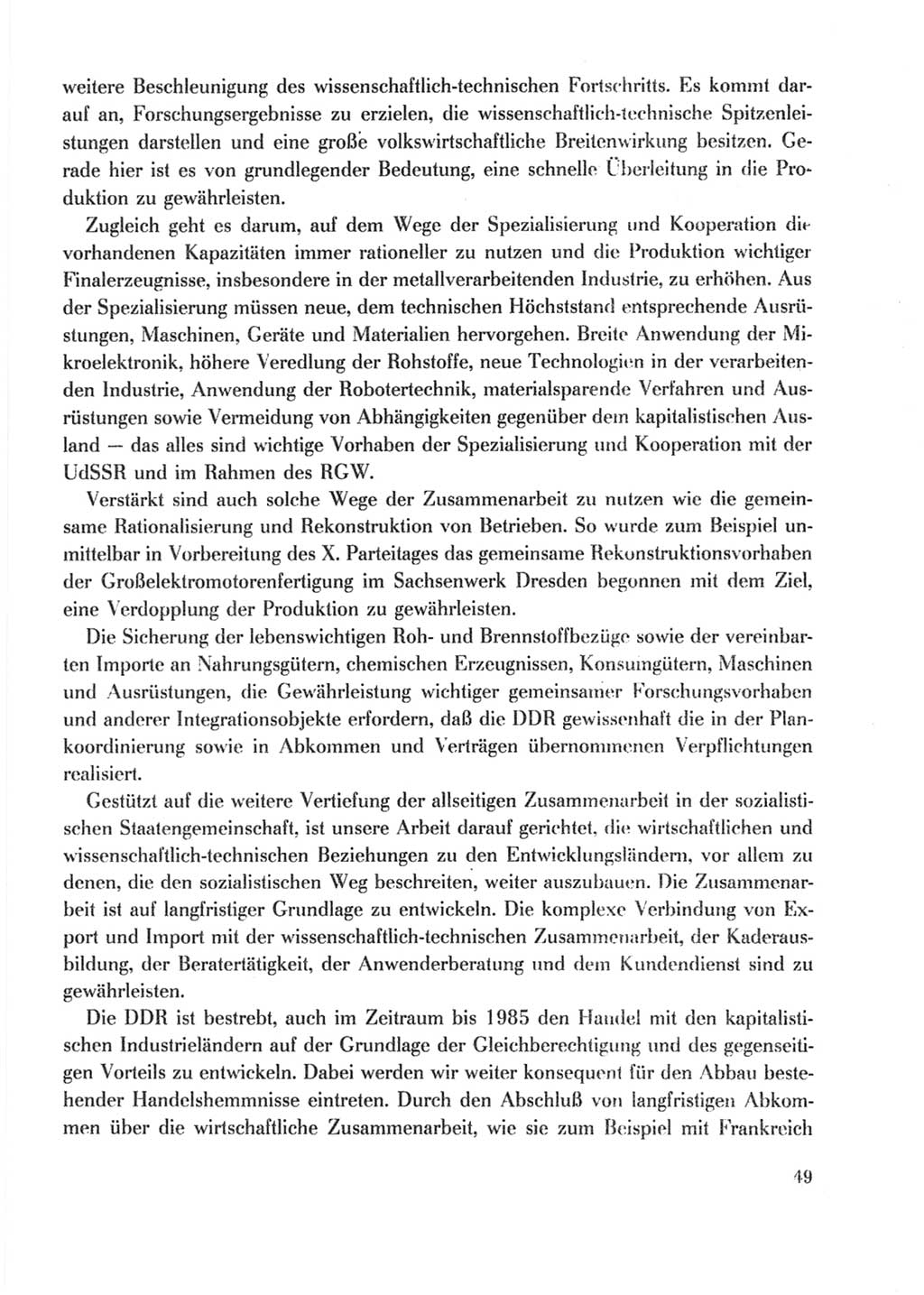 Protokoll der Verhandlungen des Ⅹ. Parteitages der Sozialistischen Einheitspartei Deutschlands (SED) [Deutsche Demokratische Republik (DDR)] 1981, Band 2, Seite 49 (Prot. Verh. Ⅹ. PT SED DDR 1981, Bd. 2, S. 49)