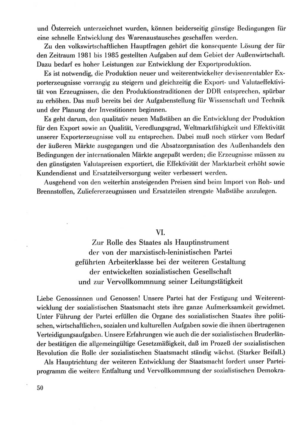 Protokoll der Verhandlungen des Ⅹ. Parteitages der Sozialistischen Einheitspartei Deutschlands (SED) [Deutsche Demokratische Republik (DDR)] 1981, Band 2, Seite 50 (Prot. Verh. Ⅹ. PT SED DDR 1981, Bd. 2, S. 50)