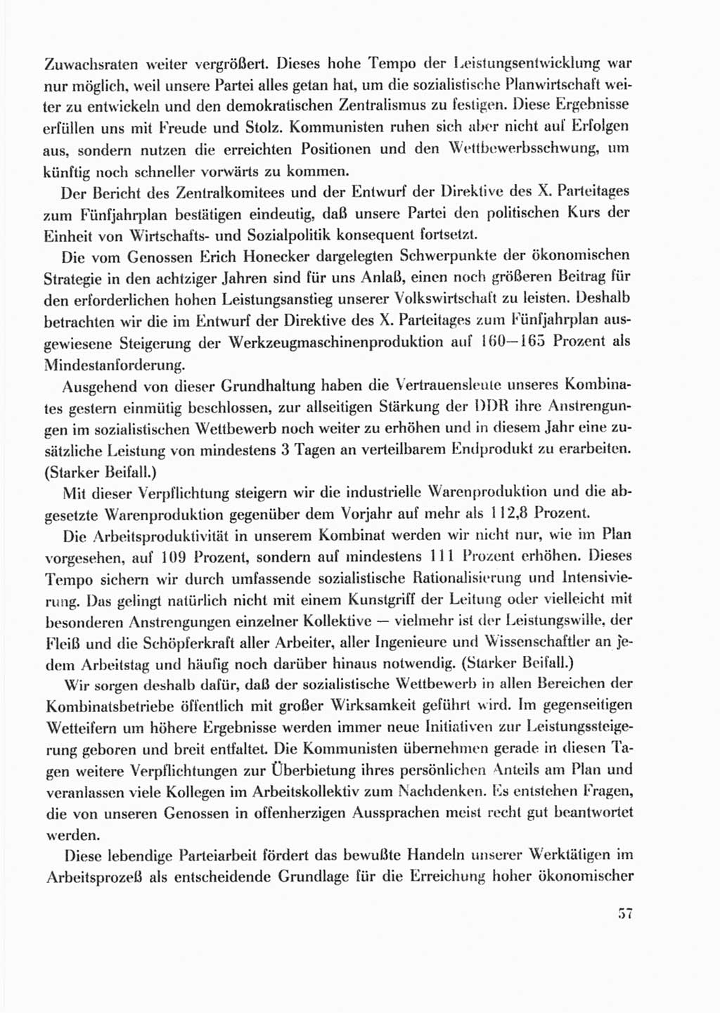 Protokoll der Verhandlungen des Ⅹ. Parteitages der Sozialistischen Einheitspartei Deutschlands (SED) [Deutsche Demokratische Republik (DDR)] 1981, Band 2, Seite 57 (Prot. Verh. Ⅹ. PT SED DDR 1981, Bd. 2, S. 57)