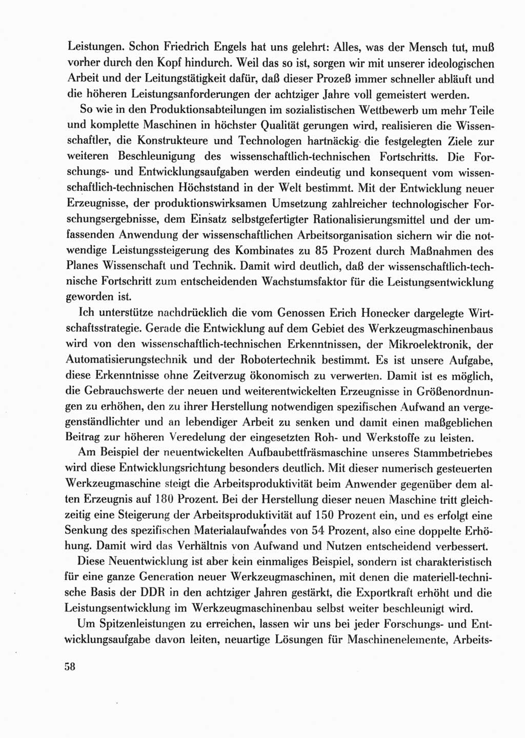 Protokoll der Verhandlungen des Ⅹ. Parteitages der Sozialistischen Einheitspartei Deutschlands (SED) [Deutsche Demokratische Republik (DDR)] 1981, Band 2, Seite 58 (Prot. Verh. Ⅹ. PT SED DDR 1981, Bd. 2, S. 58)