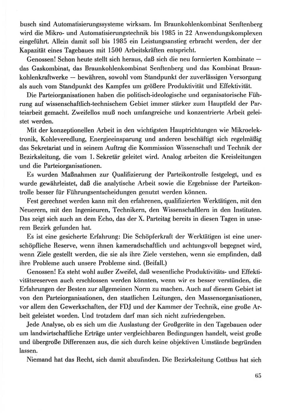 Protokoll der Verhandlungen des Ⅹ. Parteitages der Sozialistischen Einheitspartei Deutschlands (SED) [Deutsche Demokratische Republik (DDR)] 1981, Band 2, Seite 65 (Prot. Verh. Ⅹ. PT SED DDR 1981, Bd. 2, S. 65)