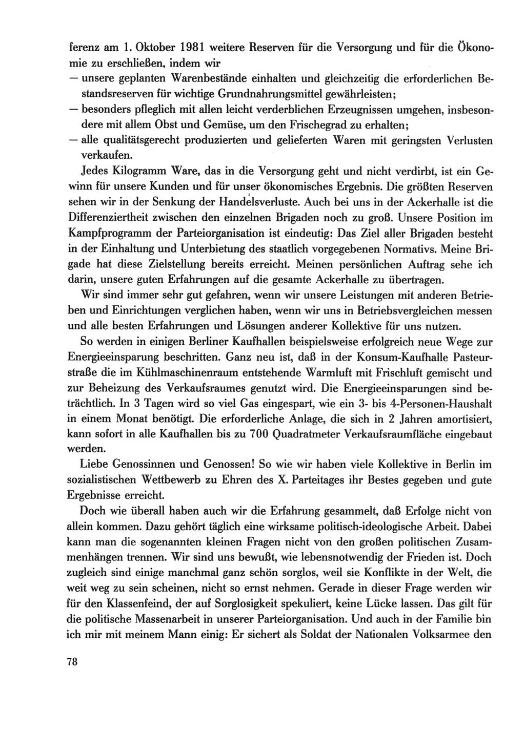 Protokoll der Verhandlungen des Ⅹ. Parteitages der Sozialistischen Einheitspartei Deutschlands (SED) [Deutsche Demokratische Republik (DDR)] 1981, Band 2, Seite 78 (Prot. Verh. Ⅹ. PT SED DDR 1981, Bd. 2, S. 78)