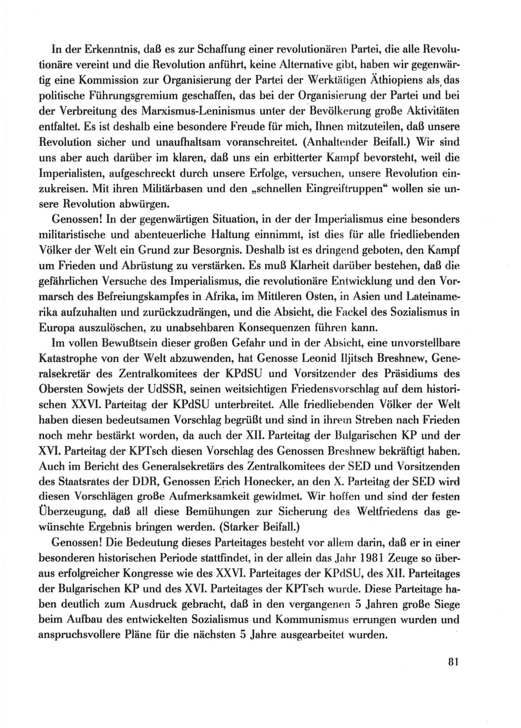 Protokoll der Verhandlungen des Ⅹ. Parteitages der Sozialistischen Einheitspartei Deutschlands (SED) [Deutsche Demokratische Republik (DDR)] 1981, Band 2, Seite 81 (Prot. Verh. Ⅹ. PT SED DDR 1981, Bd. 2, S. 81)