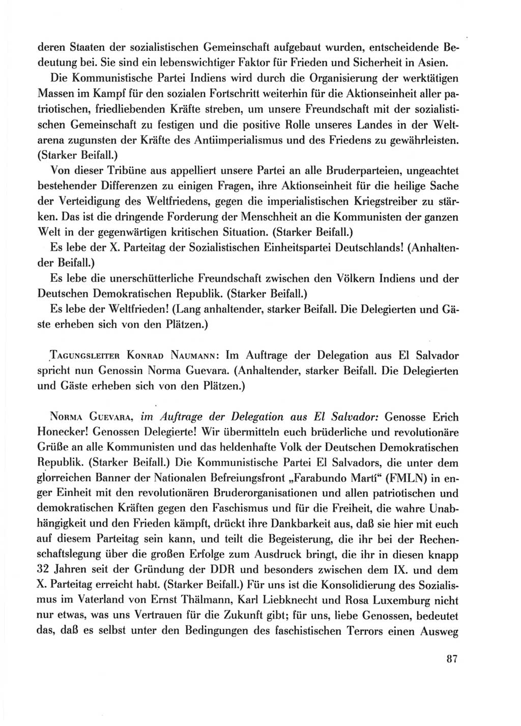 Protokoll der Verhandlungen des Ⅹ. Parteitages der Sozialistischen Einheitspartei Deutschlands (SED) [Deutsche Demokratische Republik (DDR)] 1981, Band 2, Seite 87 (Prot. Verh. Ⅹ. PT SED DDR 1981, Bd. 2, S. 87)