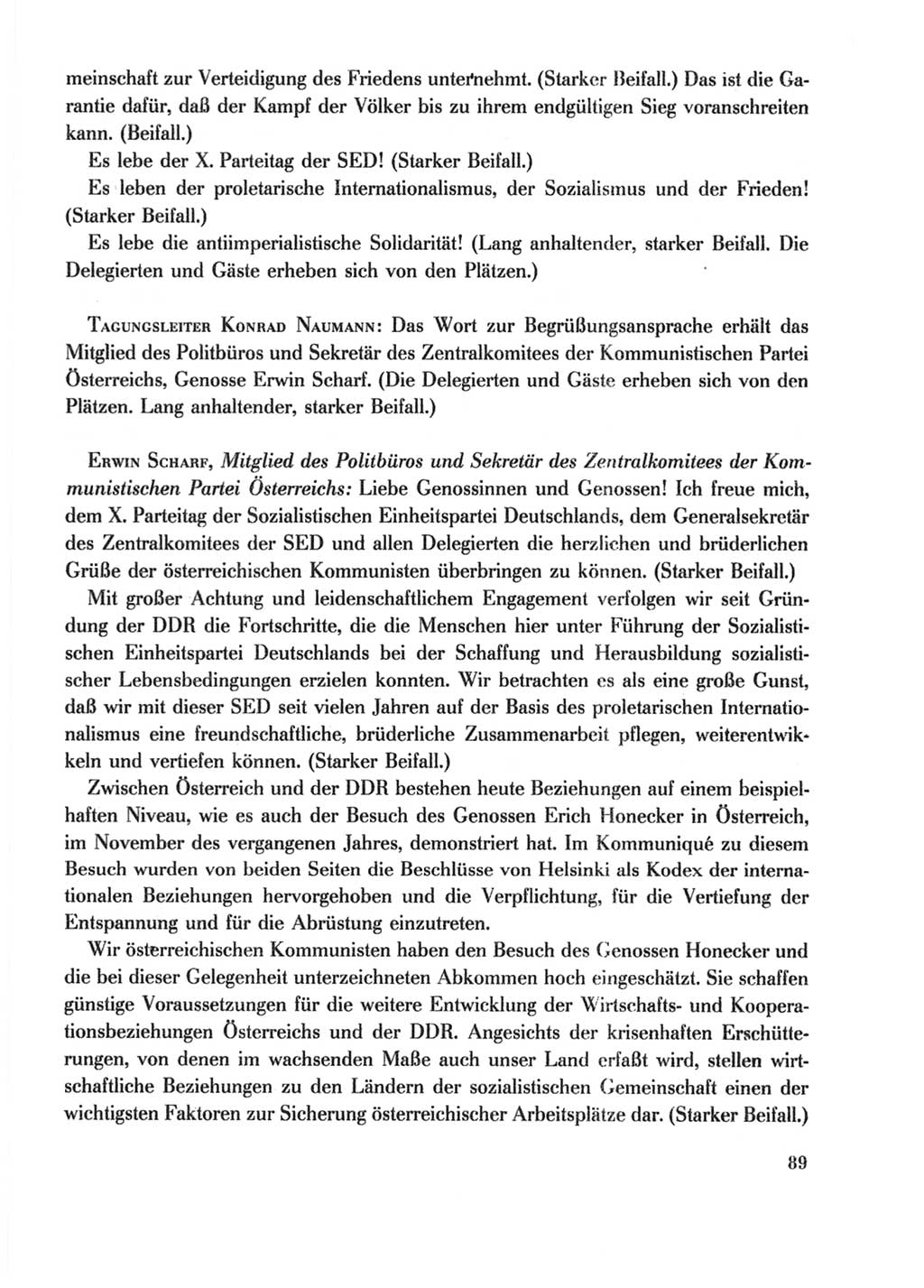 Protokoll der Verhandlungen des Ⅹ. Parteitages der Sozialistischen Einheitspartei Deutschlands (SED) [Deutsche Demokratische Republik (DDR)] 1981, Band 2, Seite 89 (Prot. Verh. Ⅹ. PT SED DDR 1981, Bd. 2, S. 89)