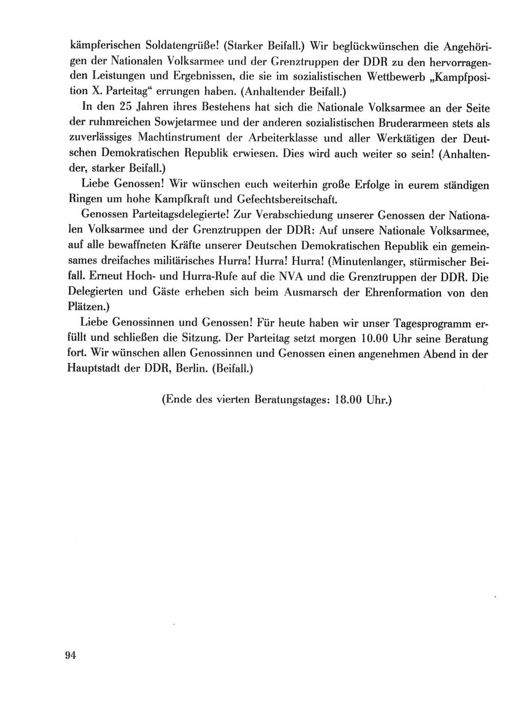 Protokoll der Verhandlungen des Ⅹ. Parteitages der Sozialistischen Einheitspartei Deutschlands (SED) [Deutsche Demokratische Republik (DDR)] 1981, Band 2, Seite 94 (Prot. Verh. Ⅹ. PT SED DDR 1981, Bd. 2, S. 94)