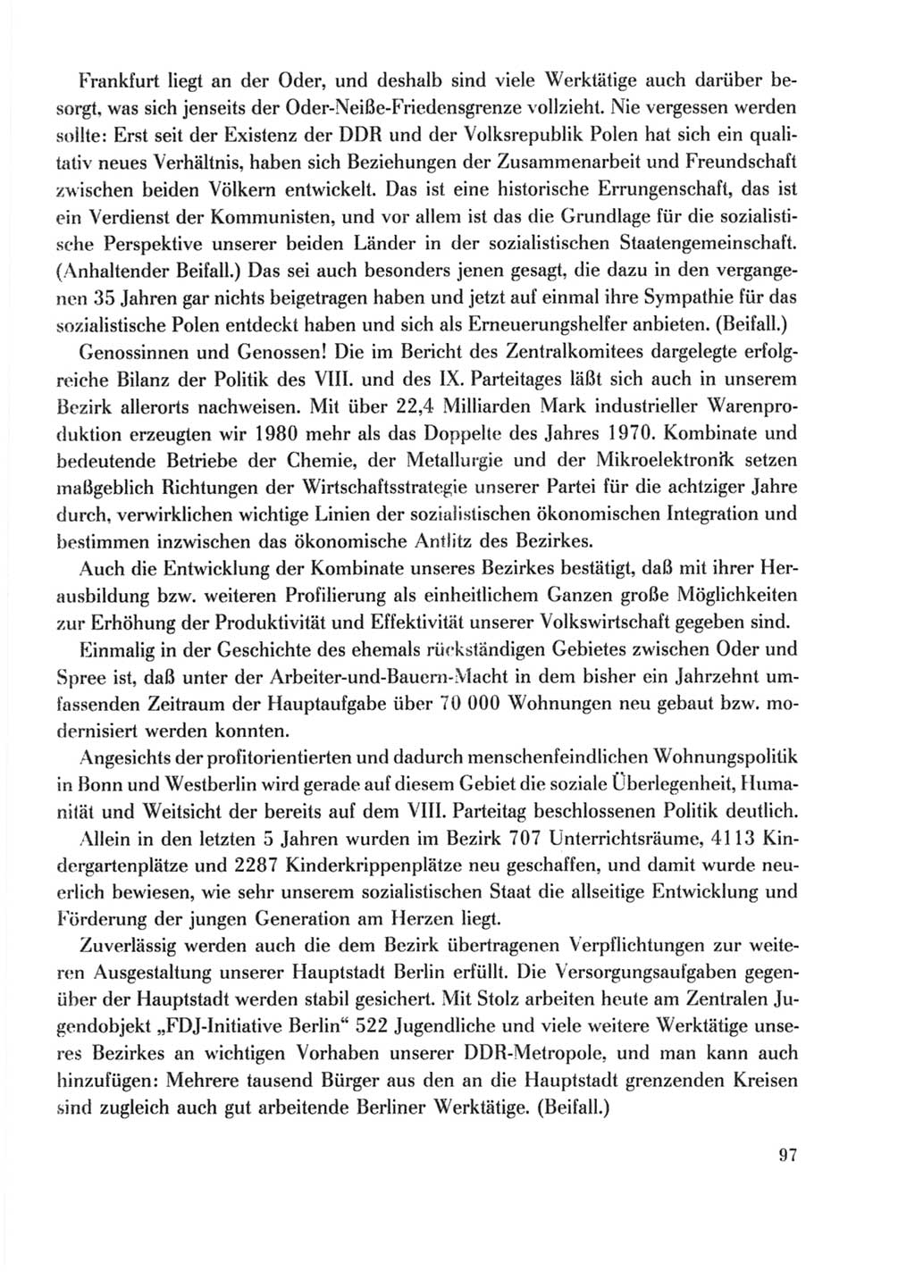 Protokoll der Verhandlungen des Ⅹ. Parteitages der Sozialistischen Einheitspartei Deutschlands (SED) [Deutsche Demokratische Republik (DDR)] 1981, Band 2, Seite 97 (Prot. Verh. Ⅹ. PT SED DDR 1981, Bd. 2, S. 97)