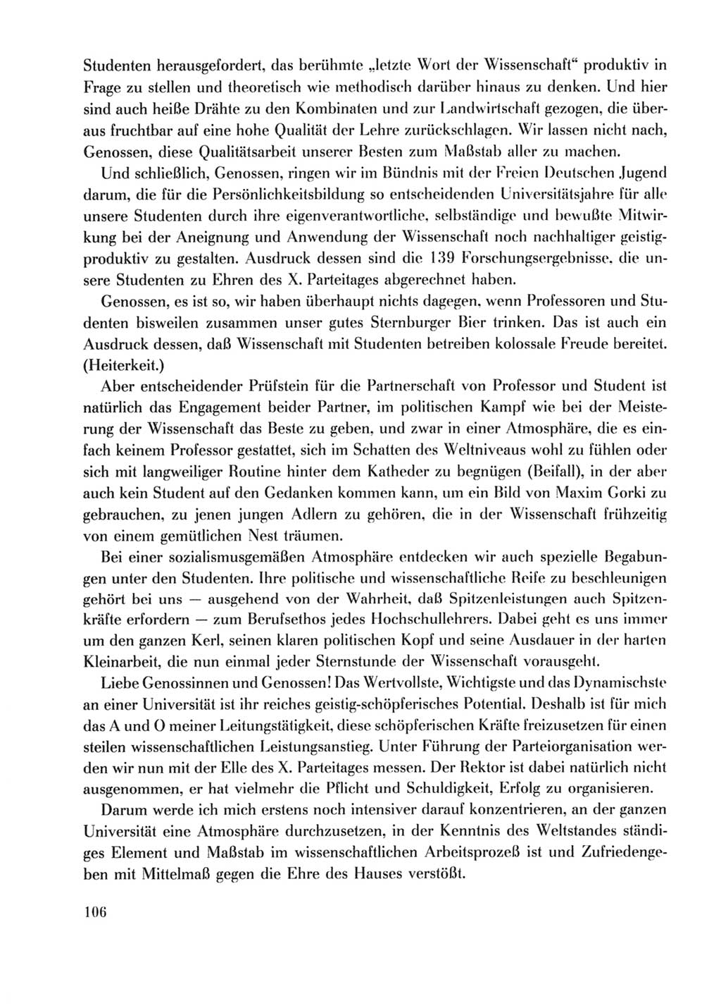 Protokoll der Verhandlungen des Ⅹ. Parteitages der Sozialistischen Einheitspartei Deutschlands (SED) [Deutsche Demokratische Republik (DDR)] 1981, Band 2, Seite 106 (Prot. Verh. Ⅹ. PT SED DDR 1981, Bd. 2, S. 106)