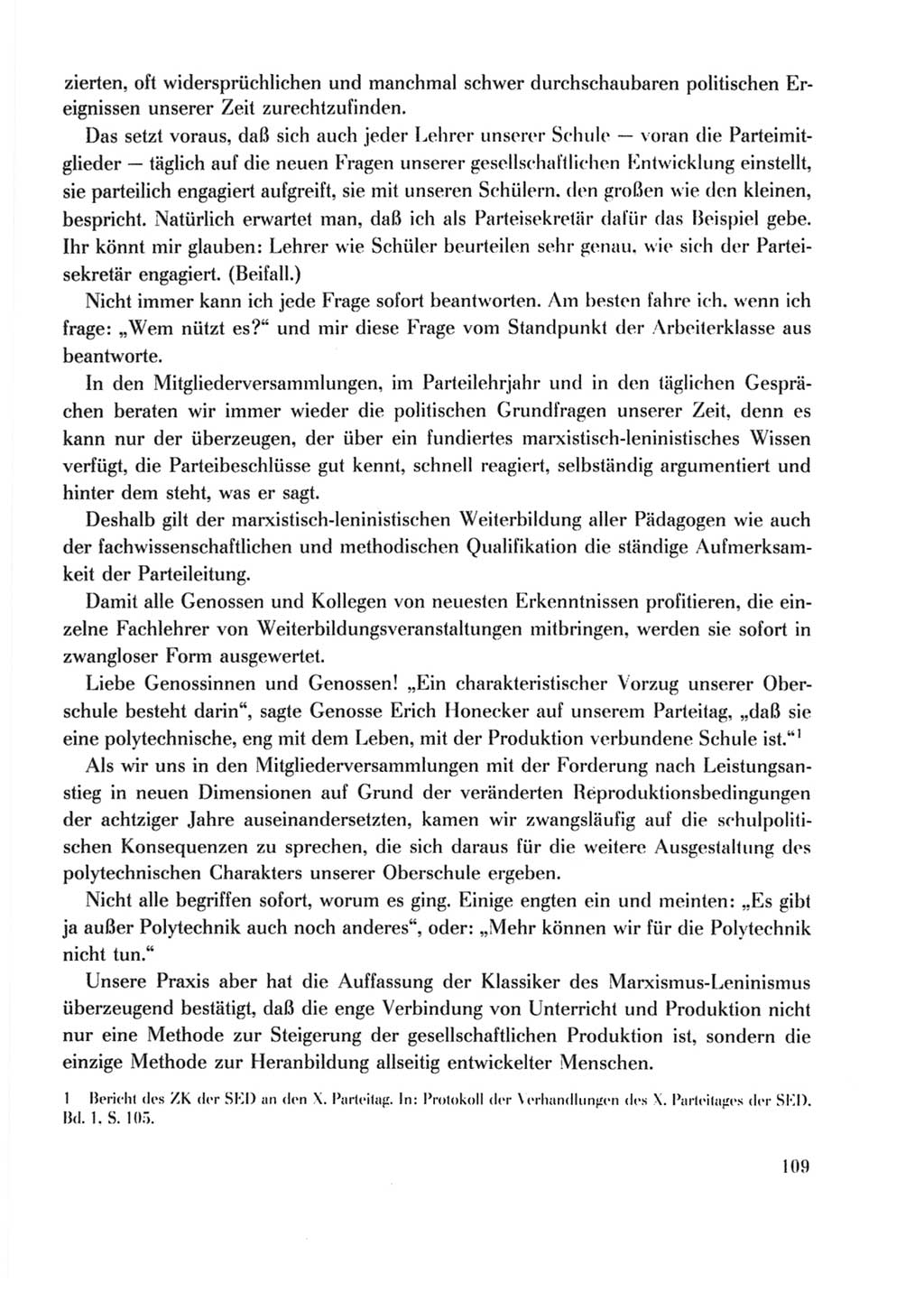 Protokoll der Verhandlungen des Ⅹ. Parteitages der Sozialistischen Einheitspartei Deutschlands (SED) [Deutsche Demokratische Republik (DDR)] 1981, Band 2, Seite 109 (Prot. Verh. Ⅹ. PT SED DDR 1981, Bd. 2, S. 109)