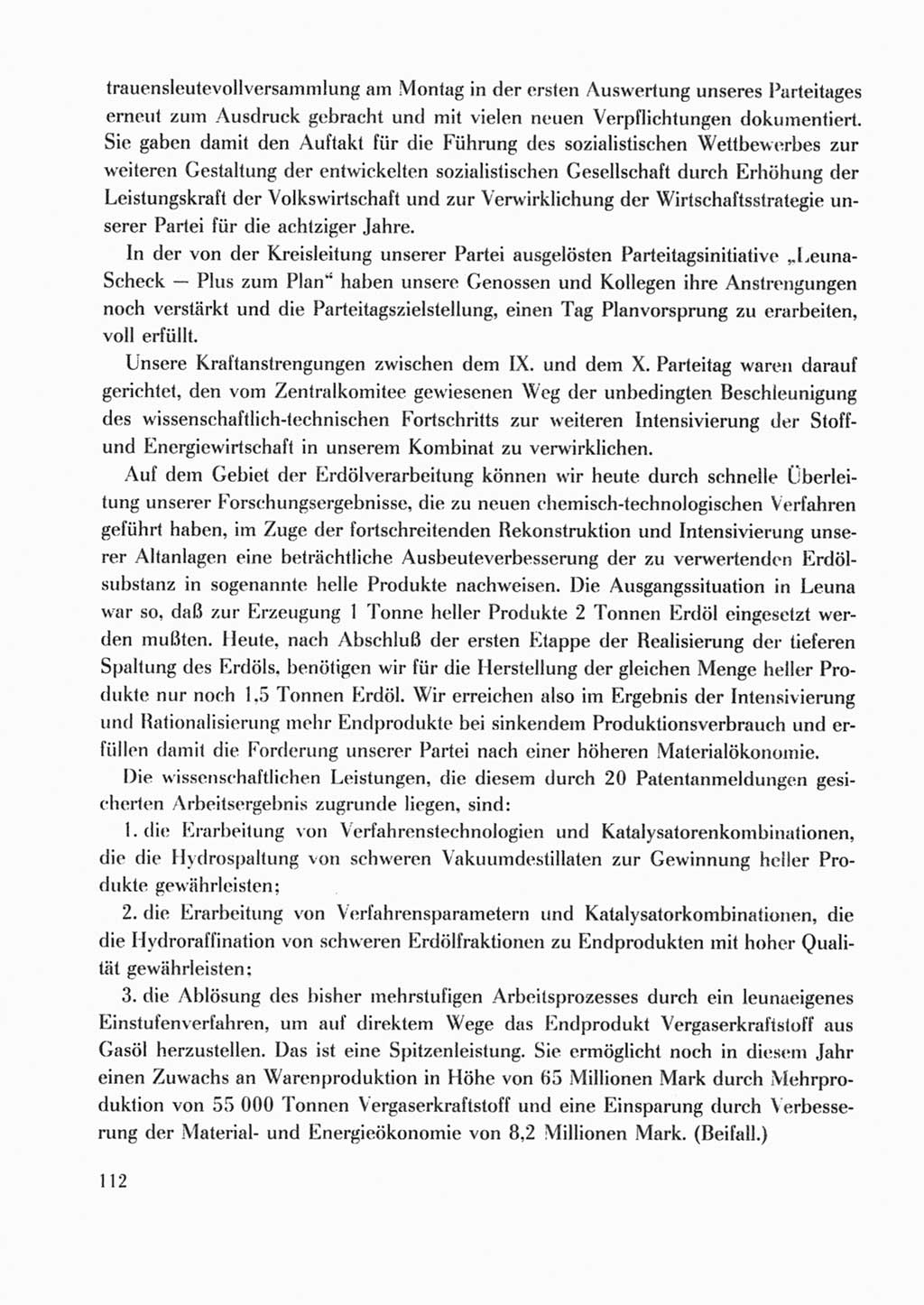 Protokoll der Verhandlungen des Ⅹ. Parteitages der Sozialistischen Einheitspartei Deutschlands (SED) [Deutsche Demokratische Republik (DDR)] 1981, Band 2, Seite 112 (Prot. Verh. Ⅹ. PT SED DDR 1981, Bd. 2, S. 112)
