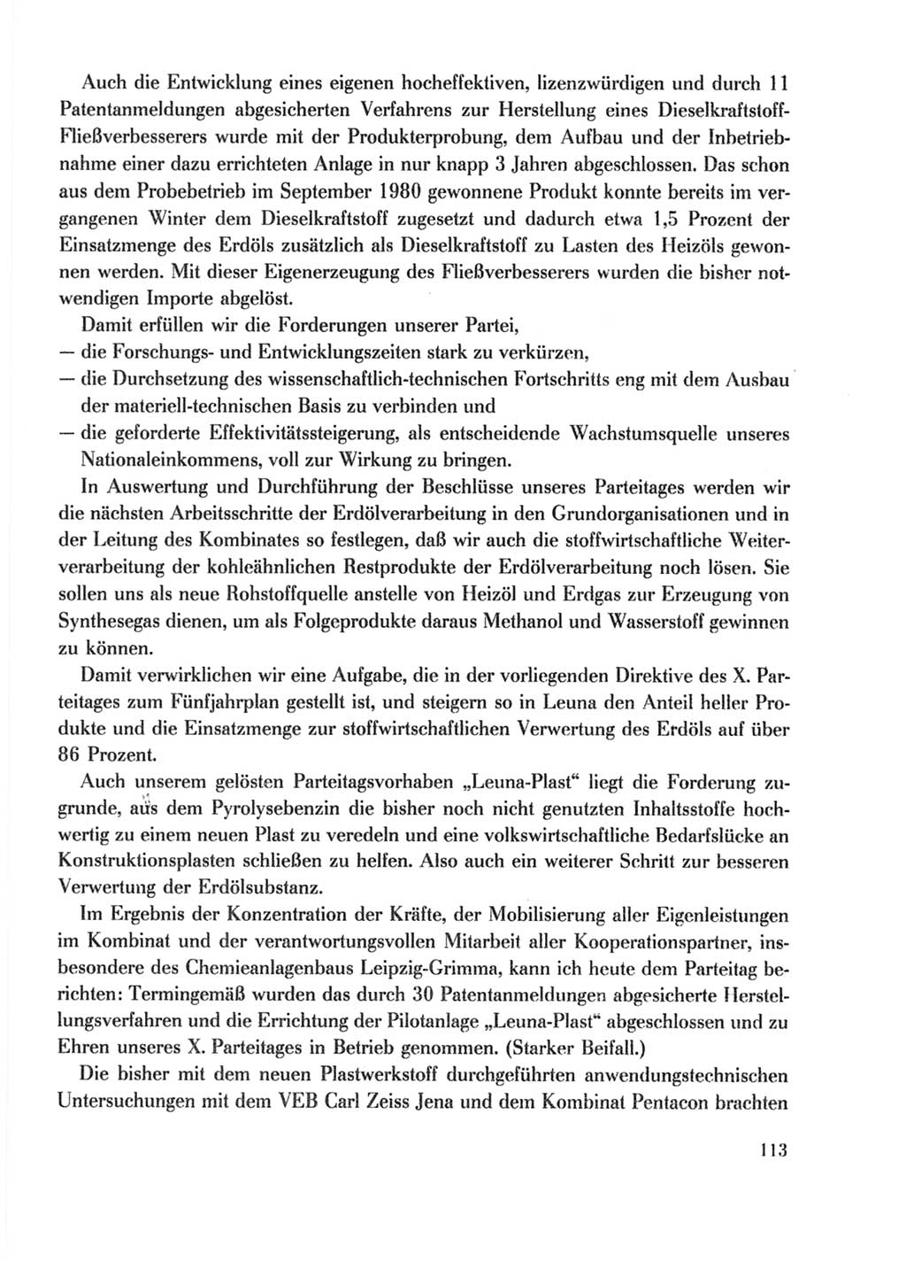 Protokoll der Verhandlungen des Ⅹ. Parteitages der Sozialistischen Einheitspartei Deutschlands (SED) [Deutsche Demokratische Republik (DDR)] 1981, Band 2, Seite 113 (Prot. Verh. Ⅹ. PT SED DDR 1981, Bd. 2, S. 113)